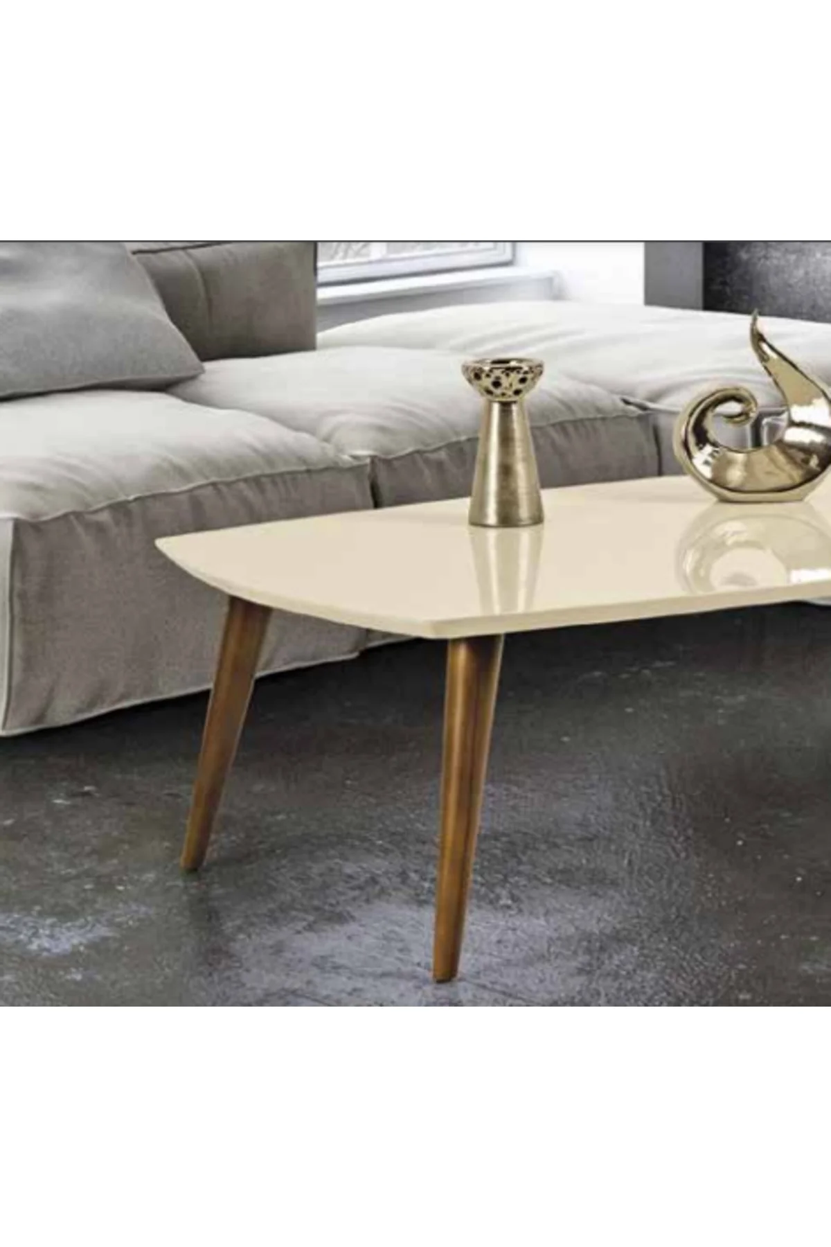 Orta sehpa 11781 OSM OVAL Kayın Retro Ayak Krem Ceviz Tabla Kutu sevk El Yapım - Görsel 3