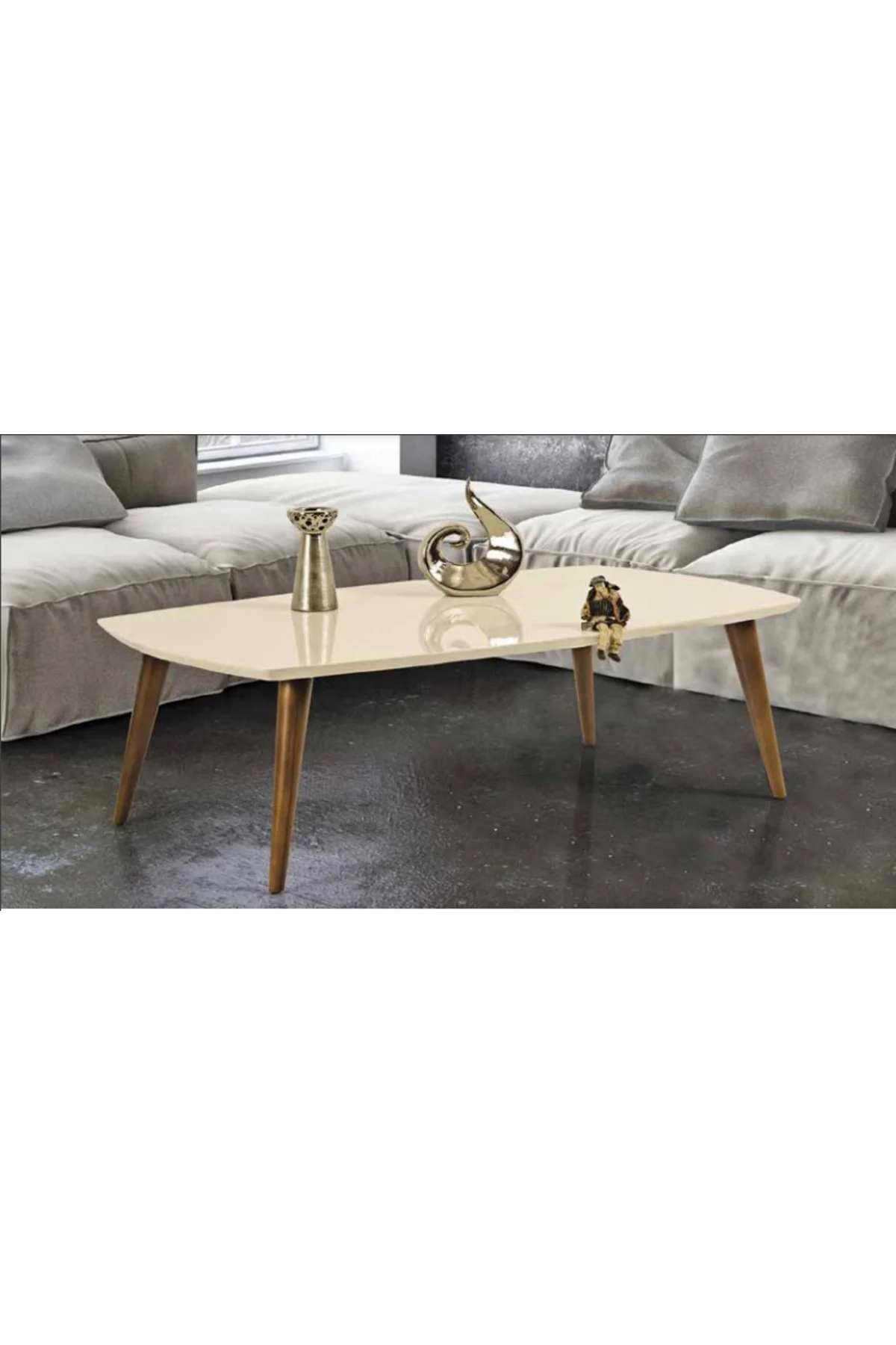 Orta sehpa 11781 OSM OVAL Kayın Retro Ayak Krem Ceviz Tabla Kutu sevk El Yapım - Görsel 2