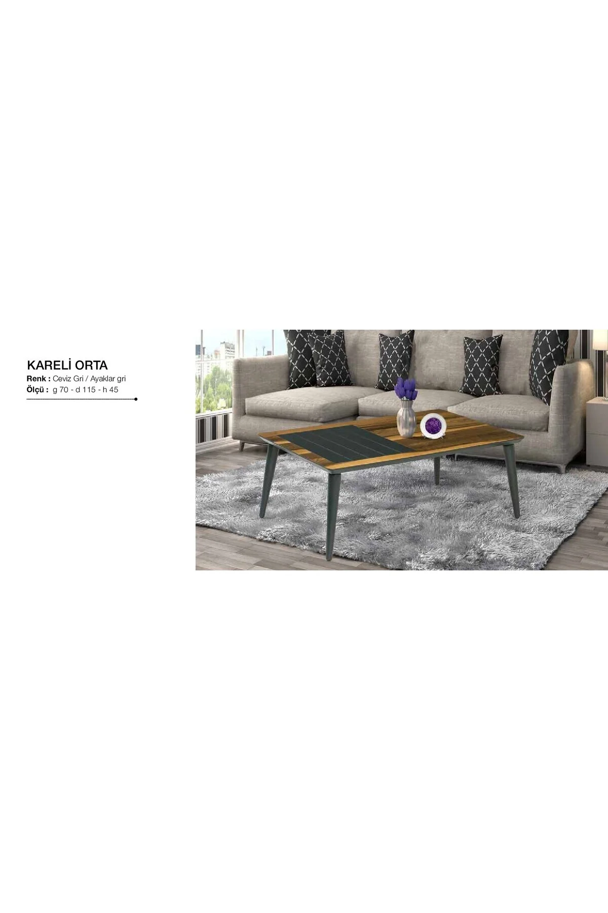 Orta Sehpa 11816 OSM KARELİ Klasik Model Parlak Ceviz GRi Kayın ayak El Yapım Orta Sehpa 11816 OSM KARELİ Klasik Model Parlak Ceviz GRi Kayın ayak El Yapım