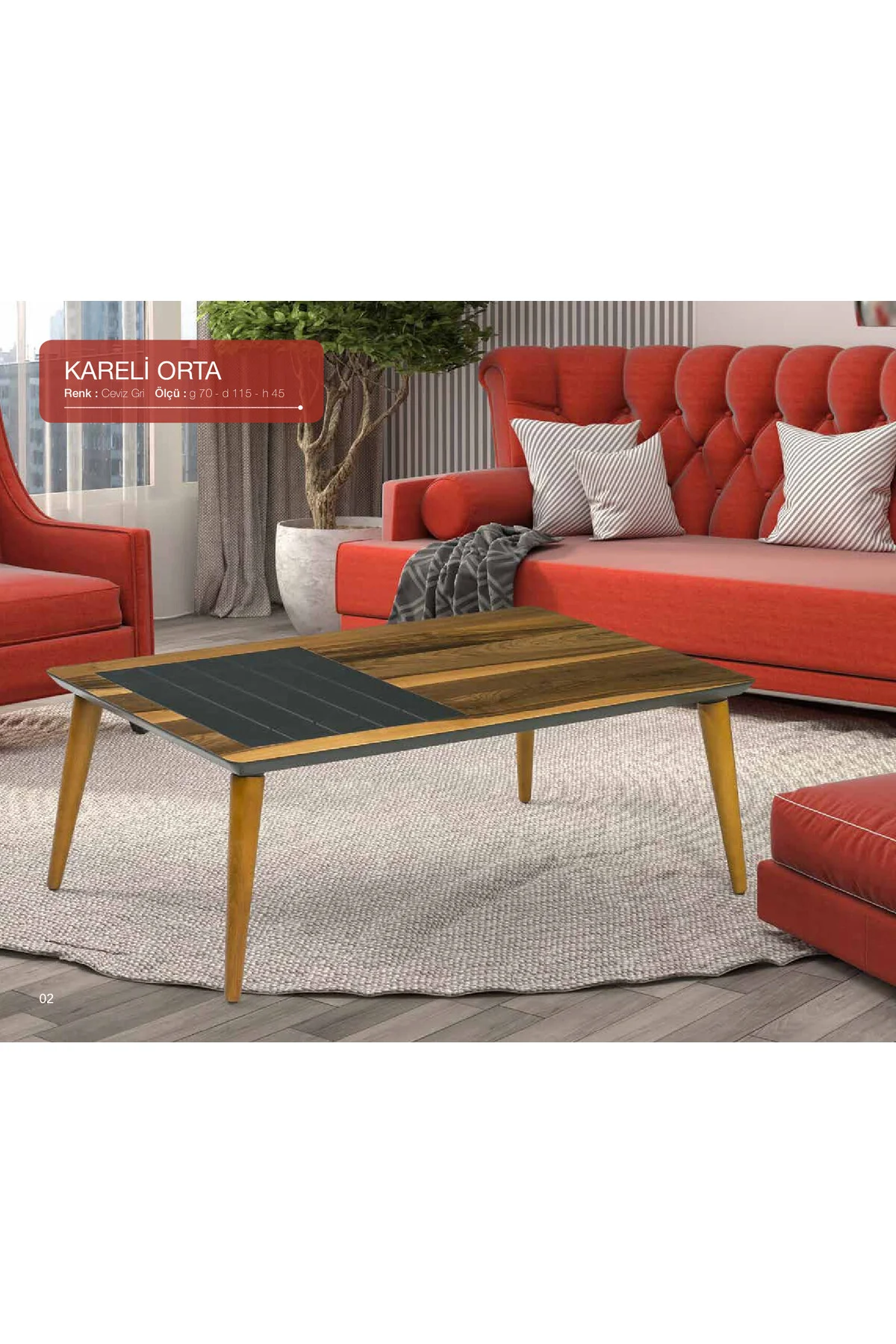 Orta Sehpa 11816 OSM KARELİ Klasik Model Parlak Ceviz GRi Kayın ayak El Yapım Orta Sehpa 11816 OSM KARELİ Klasik Model Parlak Ceviz GRi Kayın ayak El Yapım - Görsel 3
