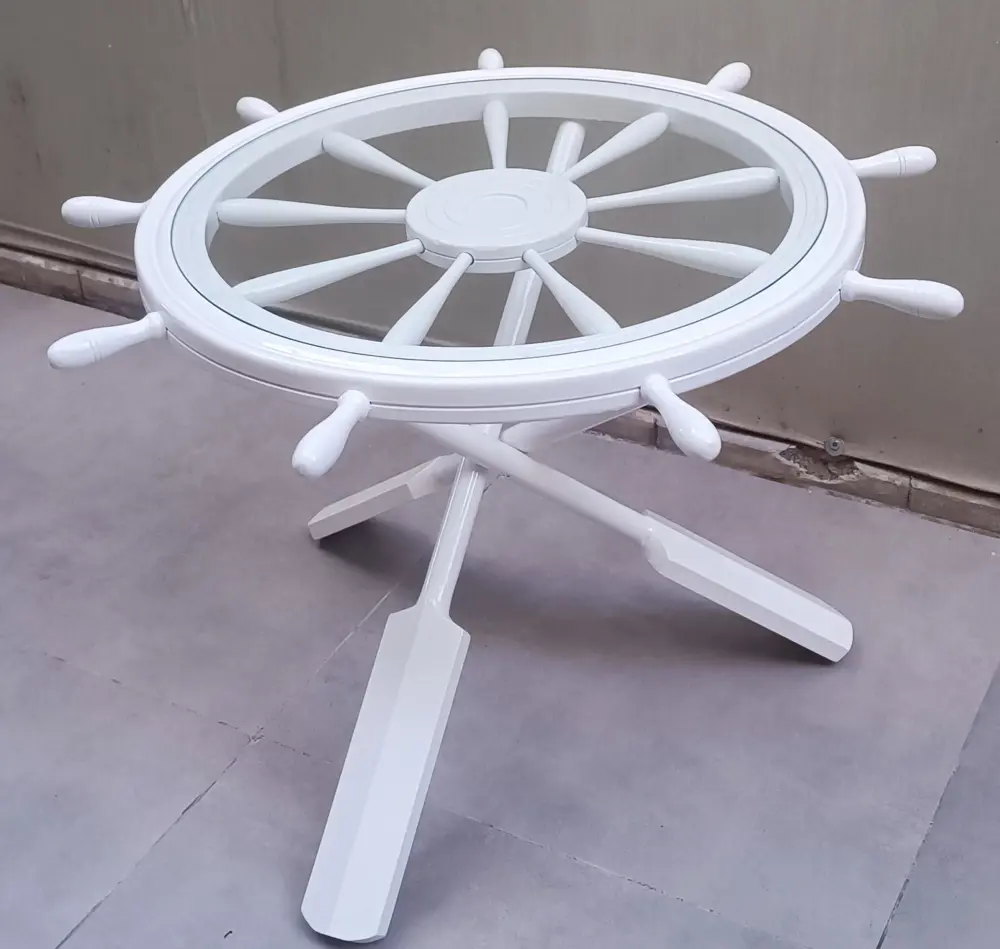 Orta sehpa 12455 Dümen Model Kayın Çapraz X Ayak Parlak Beyaz Lak