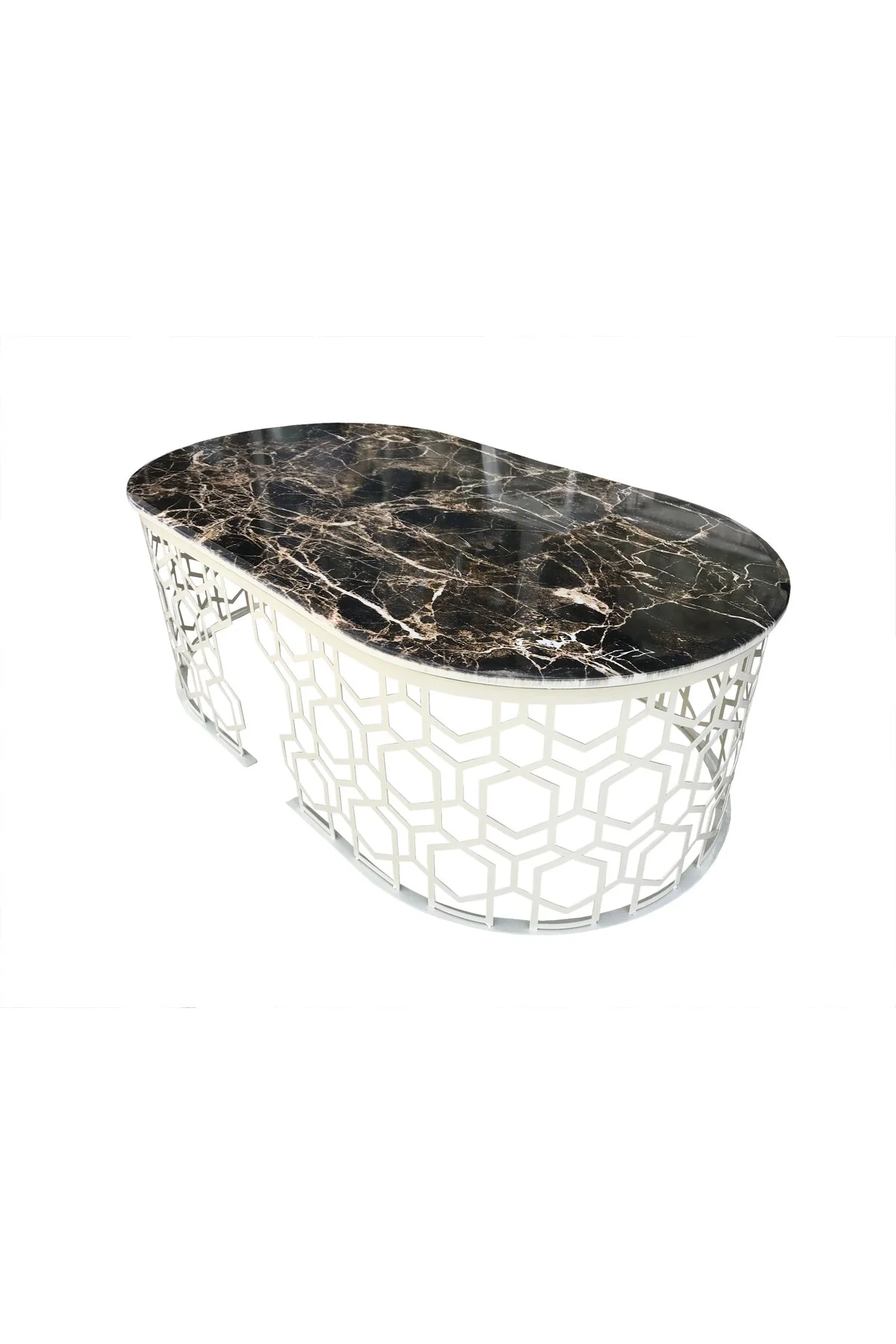 Orta Sehpa 13760 GEOMETRİK Model Metal Siyah Osmanlı Motif beyaz MDF tabla Orta Sehpa 13760 GEOMETRİK Model Metal Siyah Osmanlı Motif beyaz MDF tabla