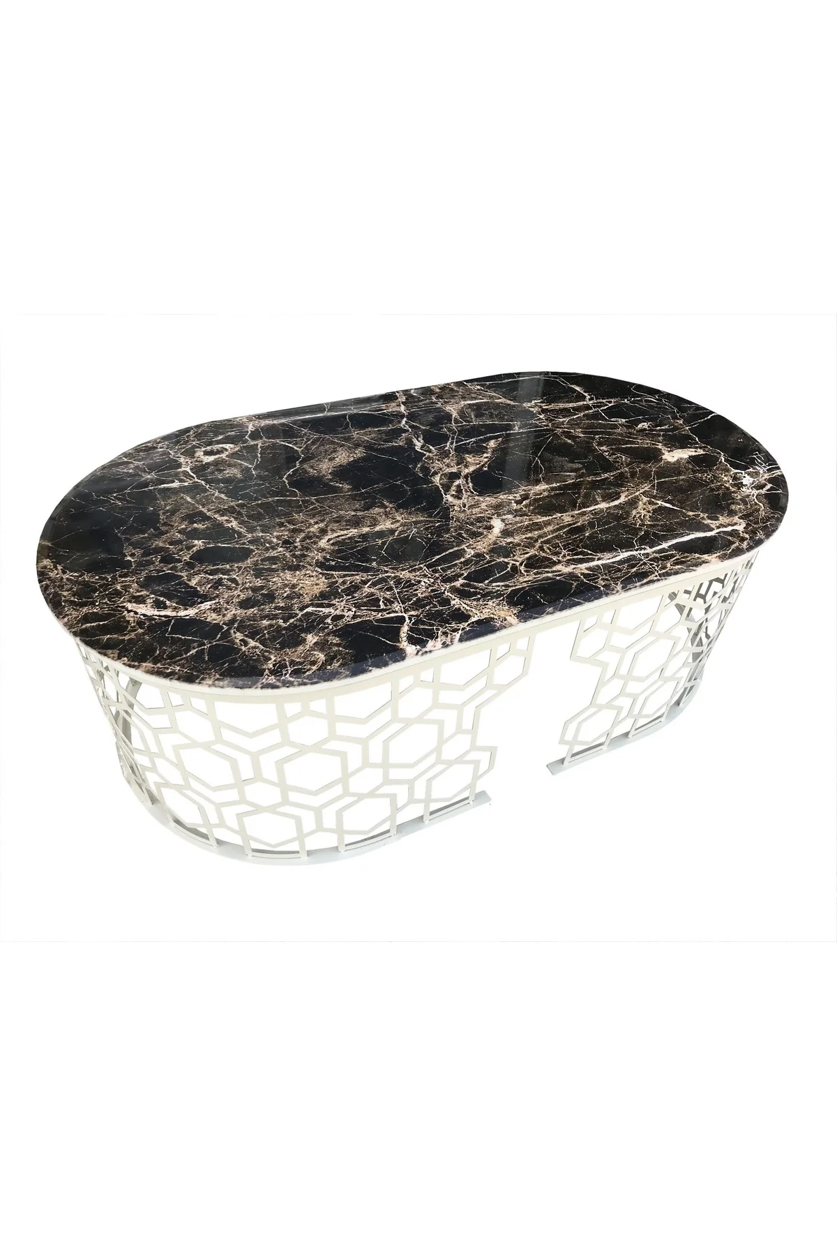 Orta Sehpa 13760 GEOMETRİK Model Metal Siyah Osmanlı Motif beyaz MDF tabla Orta Sehpa 13760 GEOMETRİK Model Metal Siyah Osmanlı Motif beyaz MDF tabla - Görsel 2
