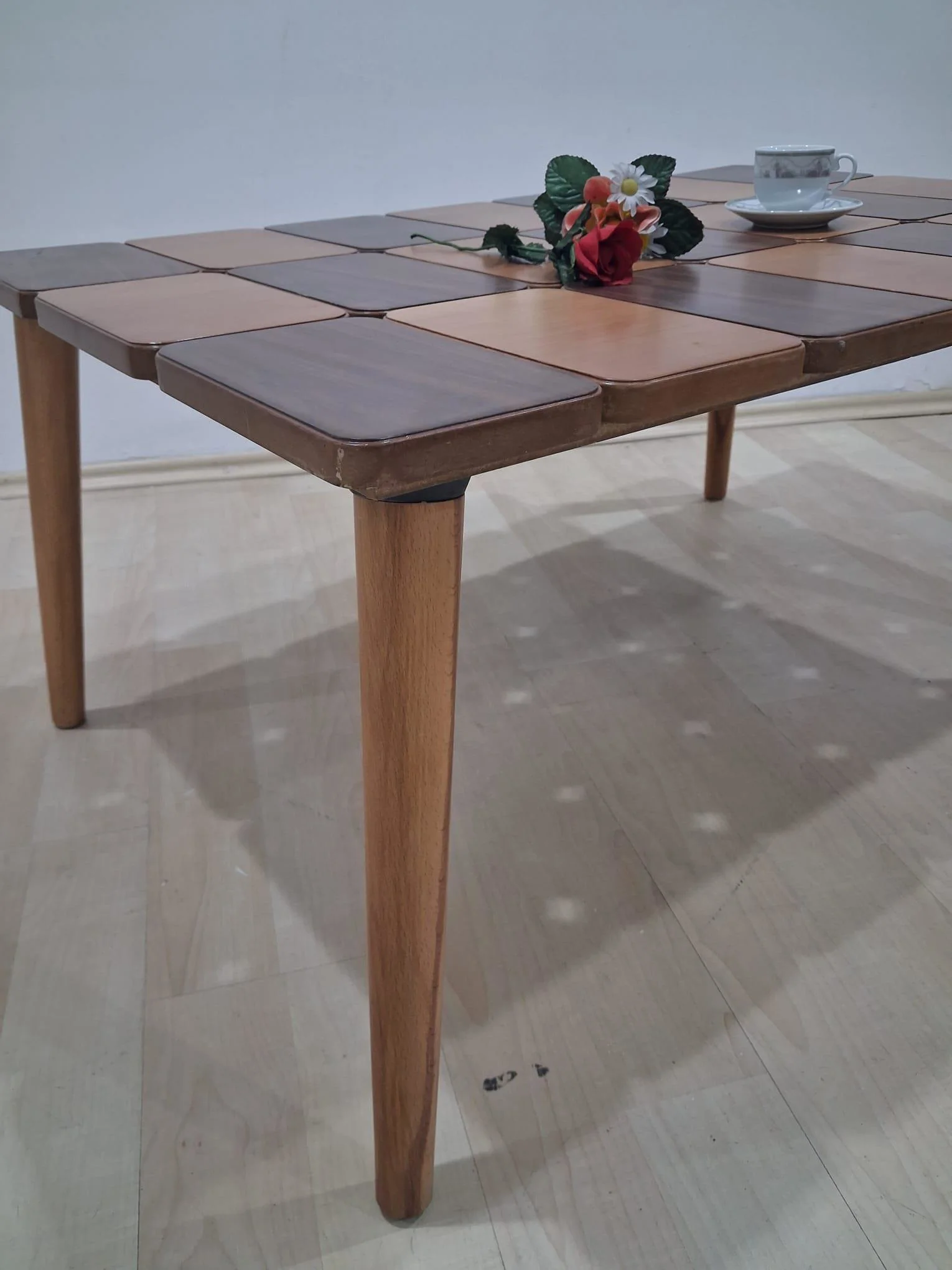 Orta sehpa 13790 KARELİ Tabla MODEL Kayın Retro Ayak Parlak Ceviz