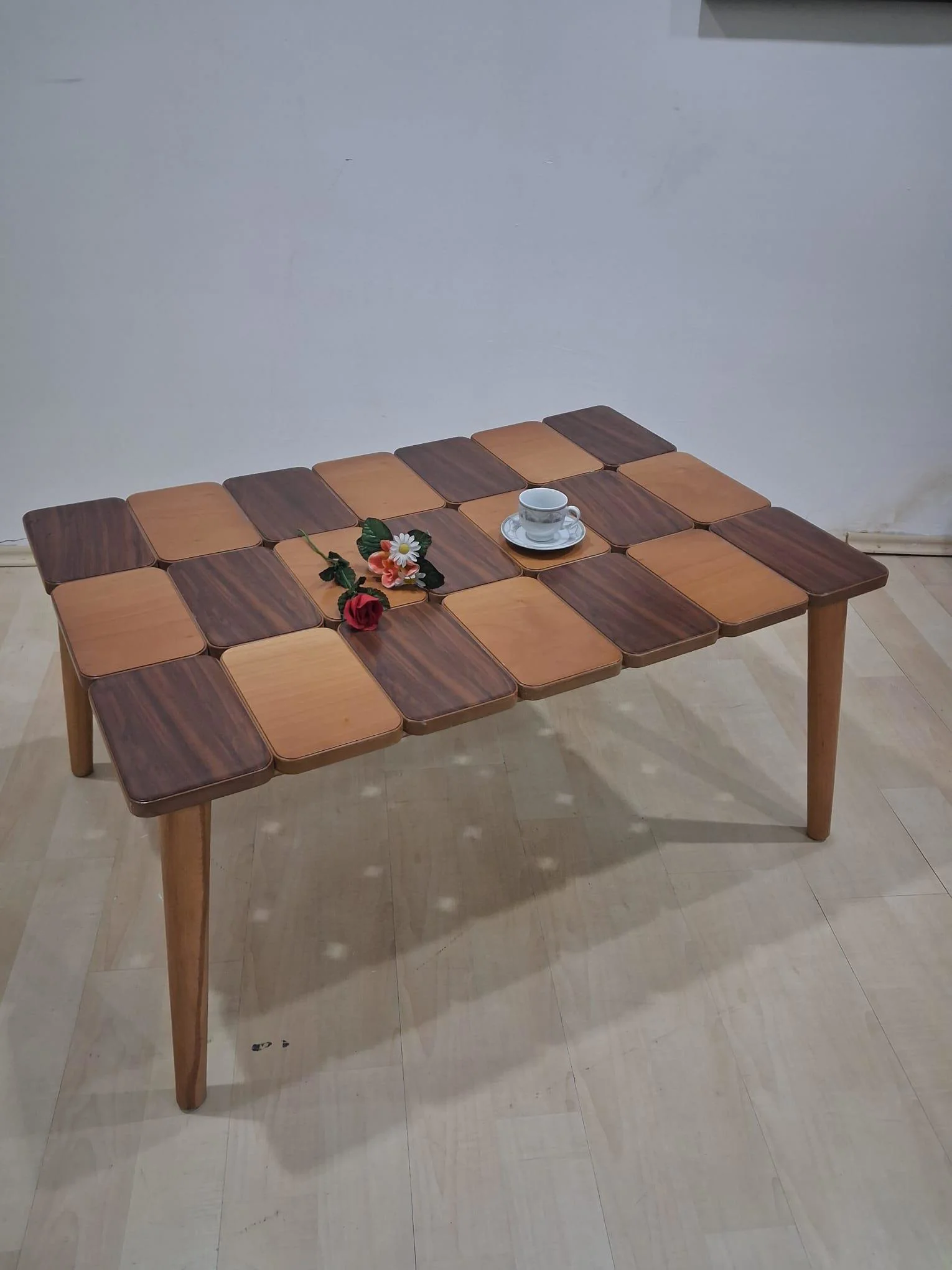Orta sehpa 13790 KARELİ Tabla MODEL Kayın Retro Ayak Parlak Ceviz