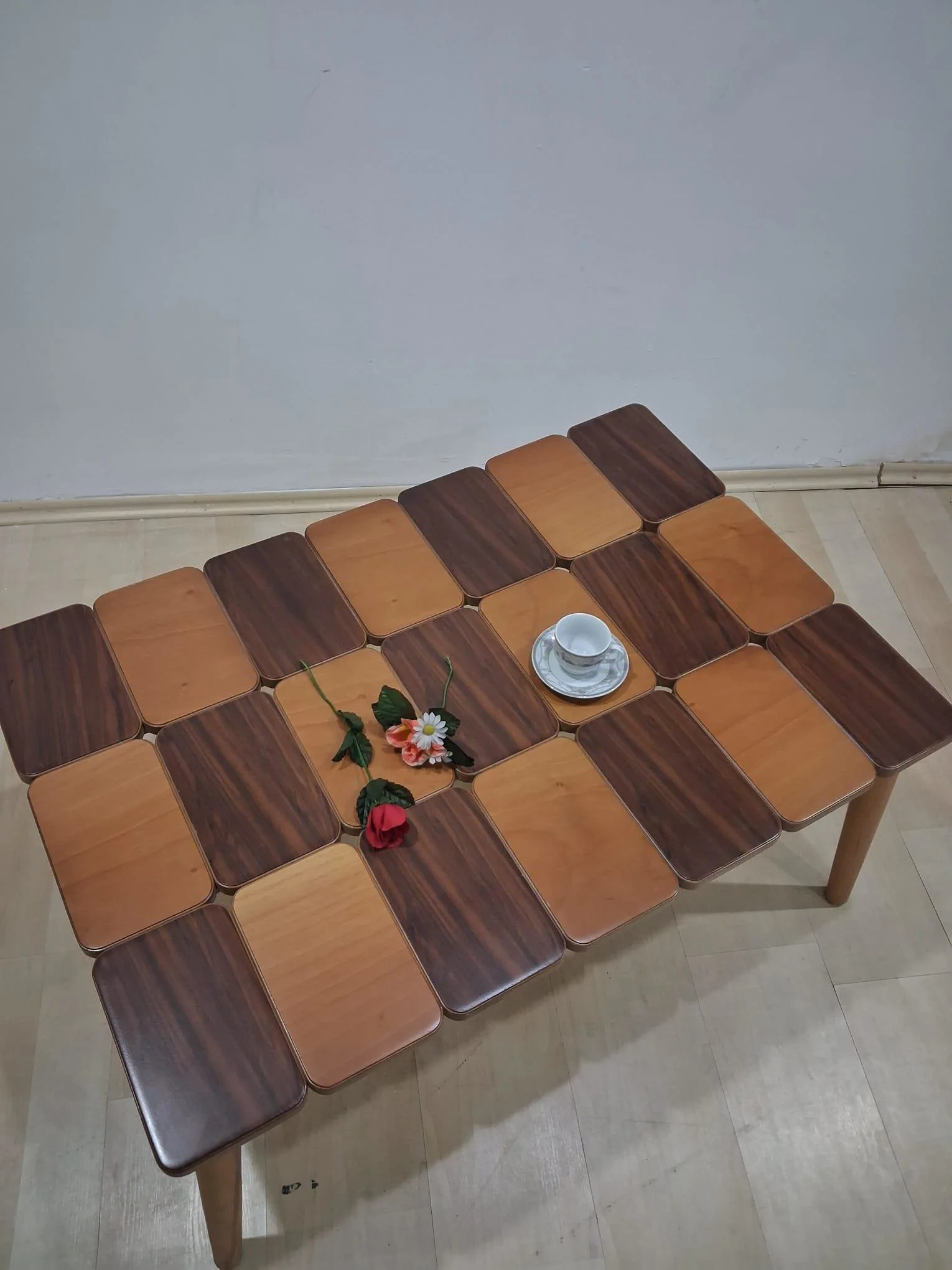 Orta sehpa 13790 KARELİ Tabla MODEL Kayın Retro Ayak Parlak Ceviz