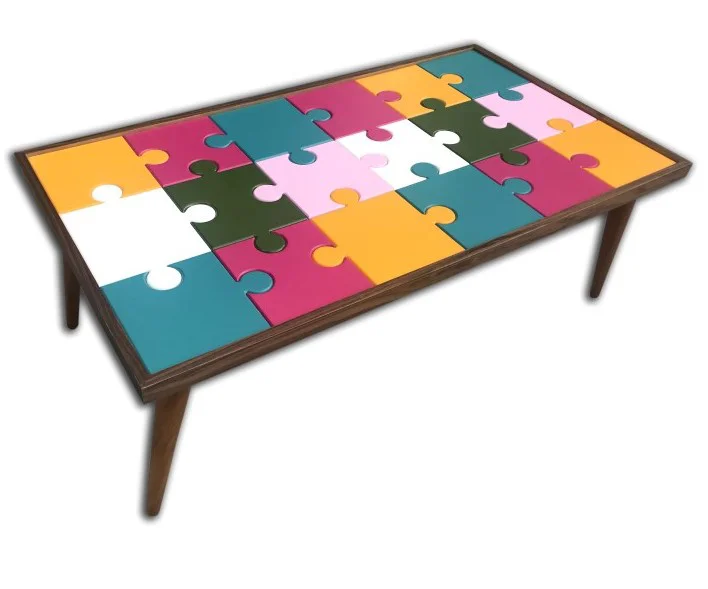 Orta Sehpa 17982 PUZZLE Bulmaca Kayın Retro Ayak cam Çocuk gelişimine Destek Ürün