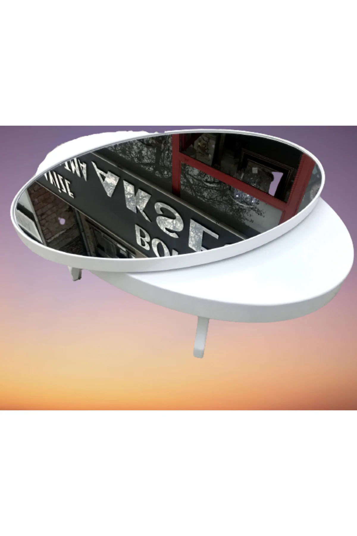 Orta sehpa 18036 Döner OVAL İNOVATİF Kayın Ayak Şık MDF-cam Tabla Parlak Beyaz Orta sehpa 18036 Döner OVAL İNOVATİF Kayın Ayak Şık MDF-cam Tabla Parlak Beyaz - Görsel 3