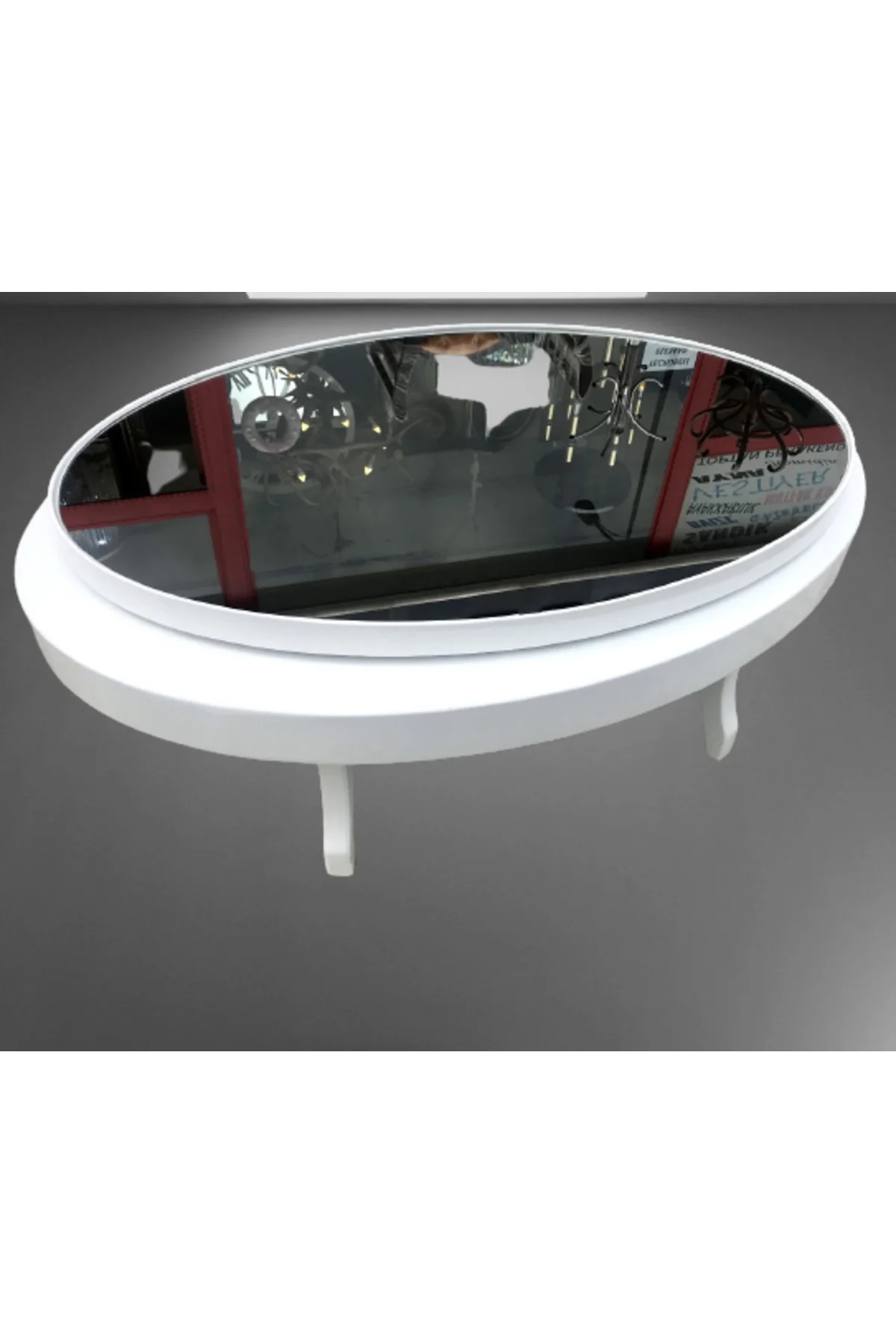 Orta sehpa 18036 Döner OVAL İNOVATİF Kayın Ayak Şık MDF-cam Tabla Parlak Beyaz Orta sehpa 18036 Döner OVAL İNOVATİF Kayın Ayak Şık MDF-cam Tabla Parlak Beyaz