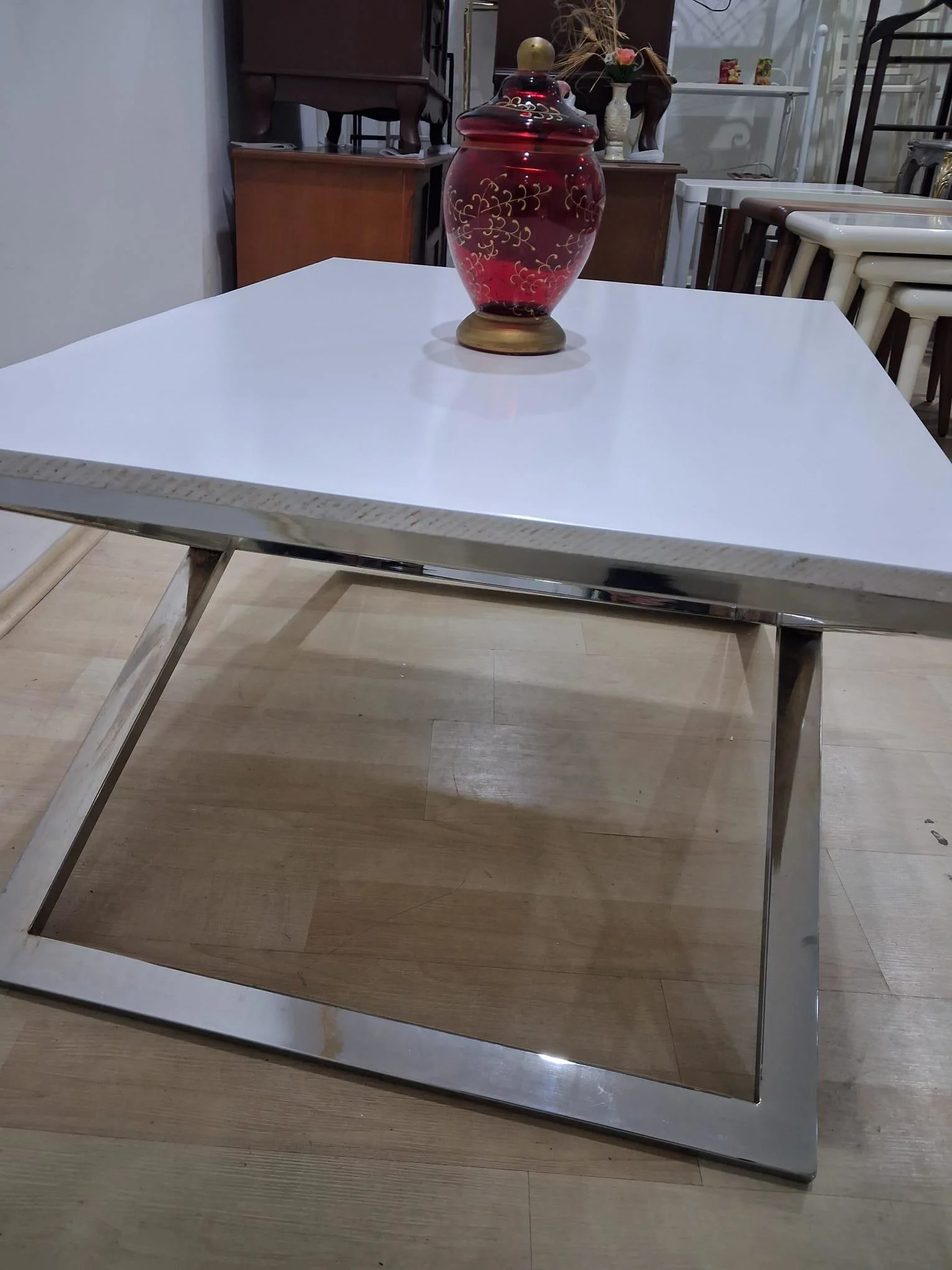 Orta Sehpa 18116  X ÇAPRAZ Model Metal Nikelaj Ayak Parlak Lake Tabla El Yapım Fiyatı, Yorumları ve Özellikleri