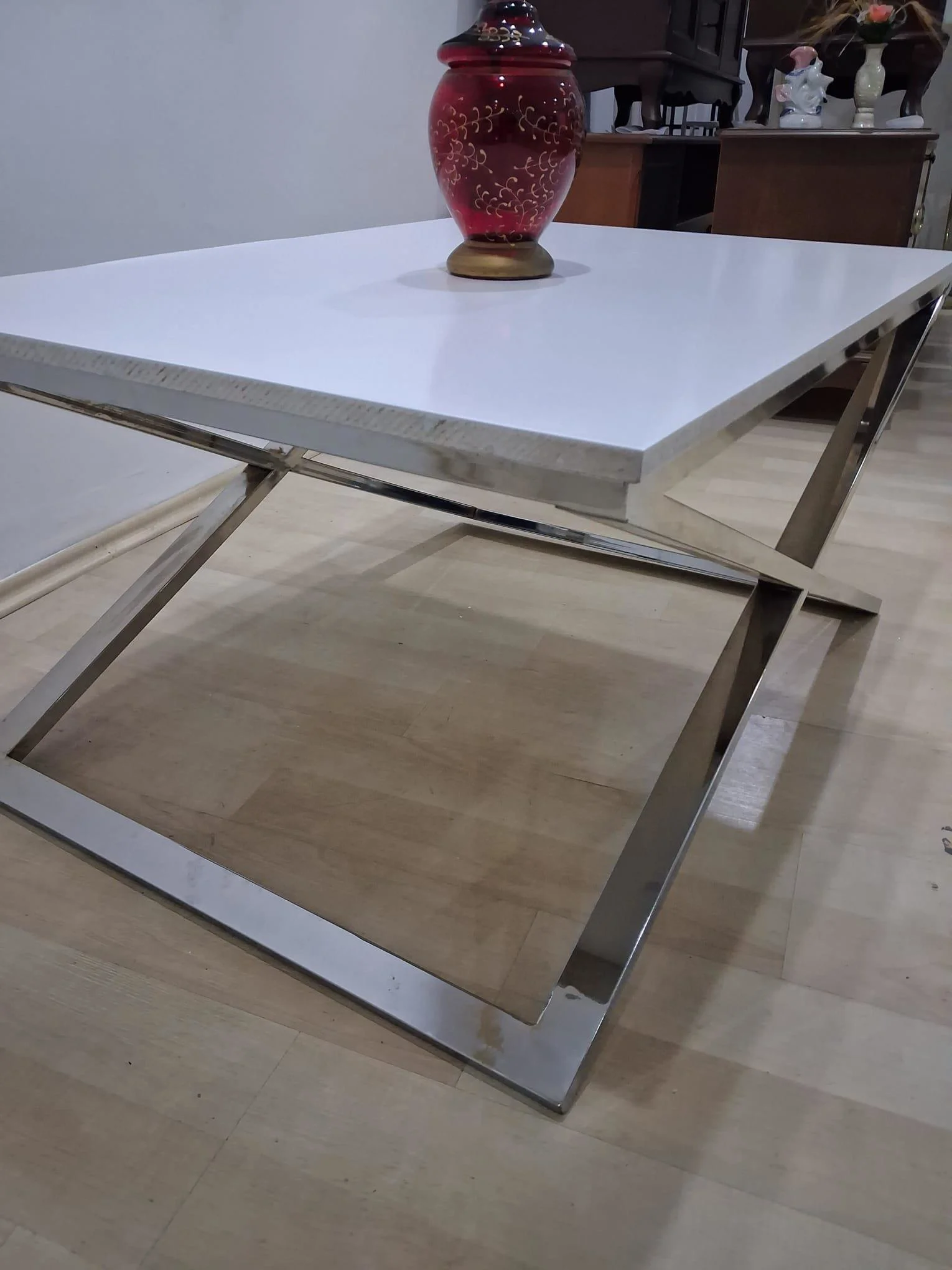 Orta Sehpa 18116  X ÇAPRAZ Model Metal Nikelaj Ayak Parlak Lake Tabla El Yapım Fiyatı, Yorumları ve Özellikleri