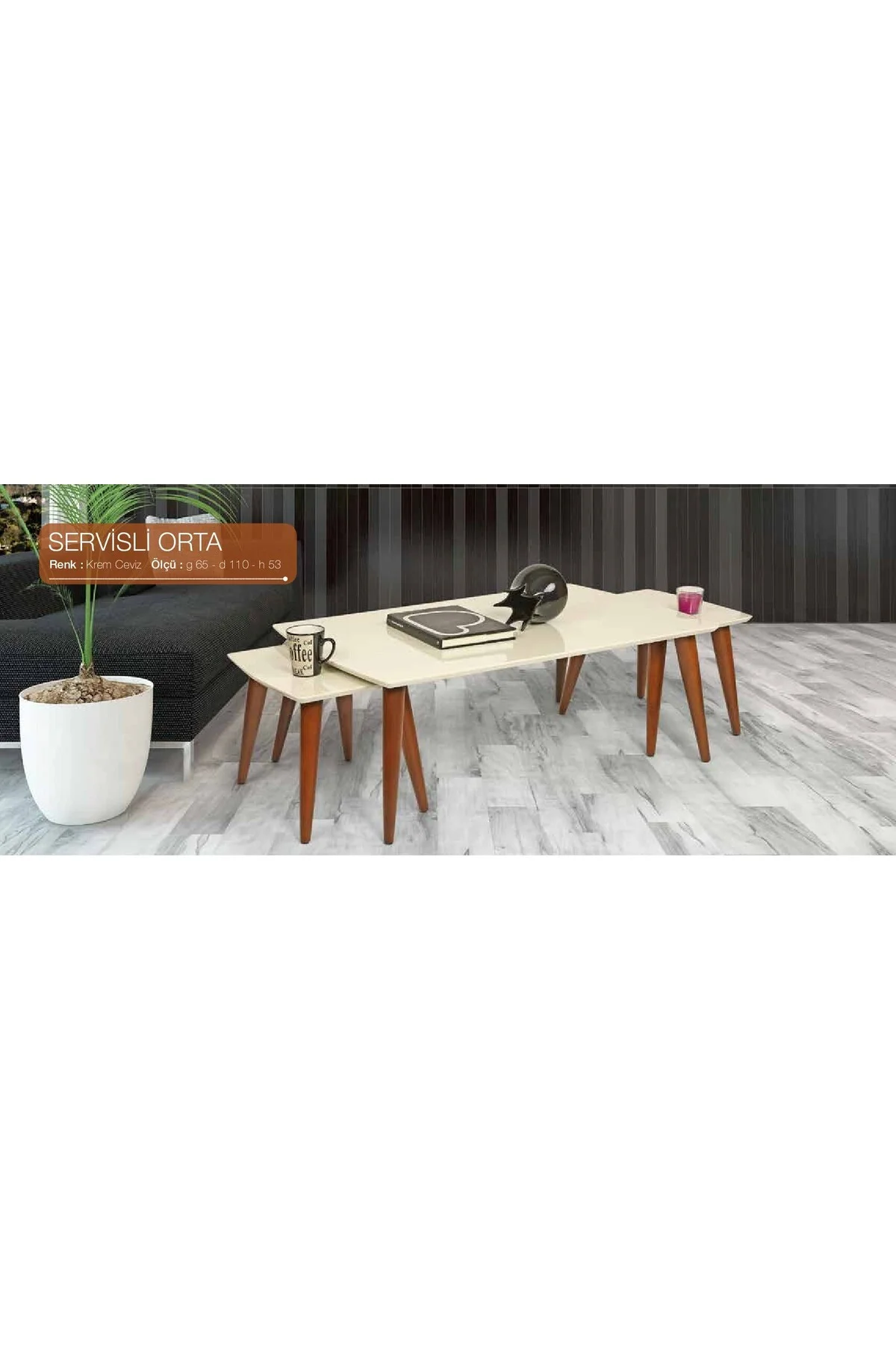 Orta Sehpa 18268 OSM SERVİSLİ Model Sehpa Parlak Ceviz Krem Kayın ayak El yapım Orta Sehpa 18268 OSM SERVİSLİ Model Sehpa Parlak Ceviz Krem Kayın ayak El yapım - Görsel 2