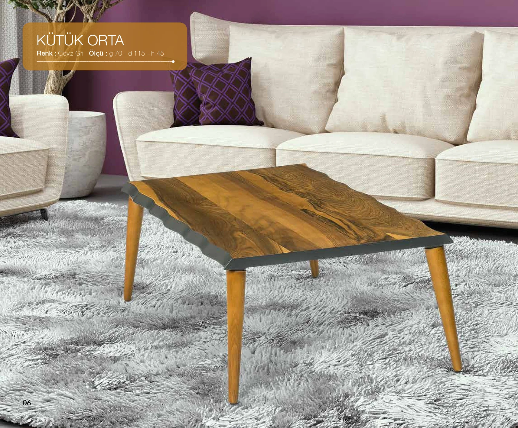 Orta Sehpa 18274 OSM KÜTÜK Klasik Model Ceviz Gri Uyum Kayın Retr