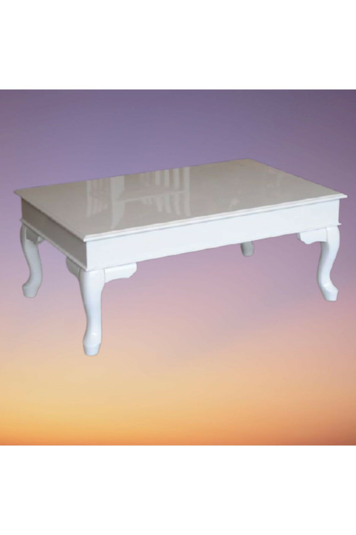 Orta sehpa 18521 Klasik Demonto Kayın Aslan Ayak MDF Tabla beyaz 