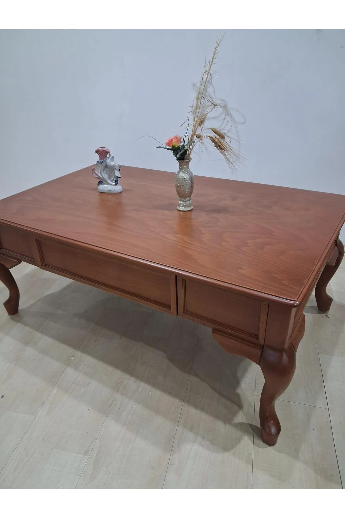 Orta Sehpa 18524 Klasik Model Kayın Aslan Ayak MDF Tabla ceviz Natüre El Yapım - Görsel 5