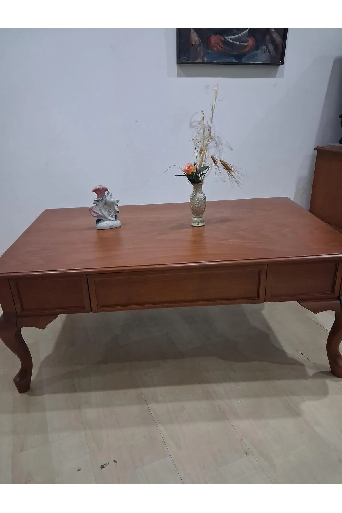 Orta Sehpa 18524 Klasik Model Kayın Aslan Ayak MDF Tabla ceviz Natüre El Yapım - Görsel 8