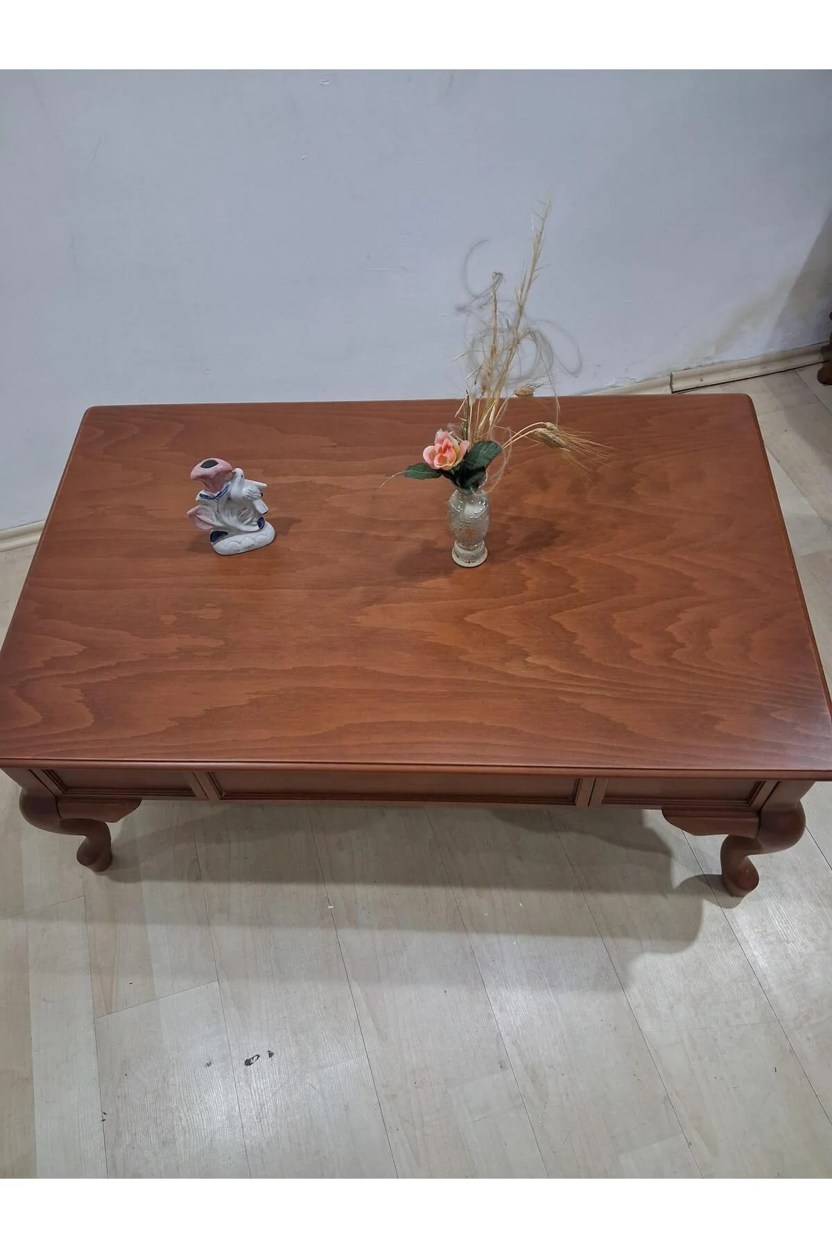 Orta Sehpa 18524 Klasik Model Kayın Aslan Ayak MDF Tabla ceviz Natüre El Yapım - Görsel 7