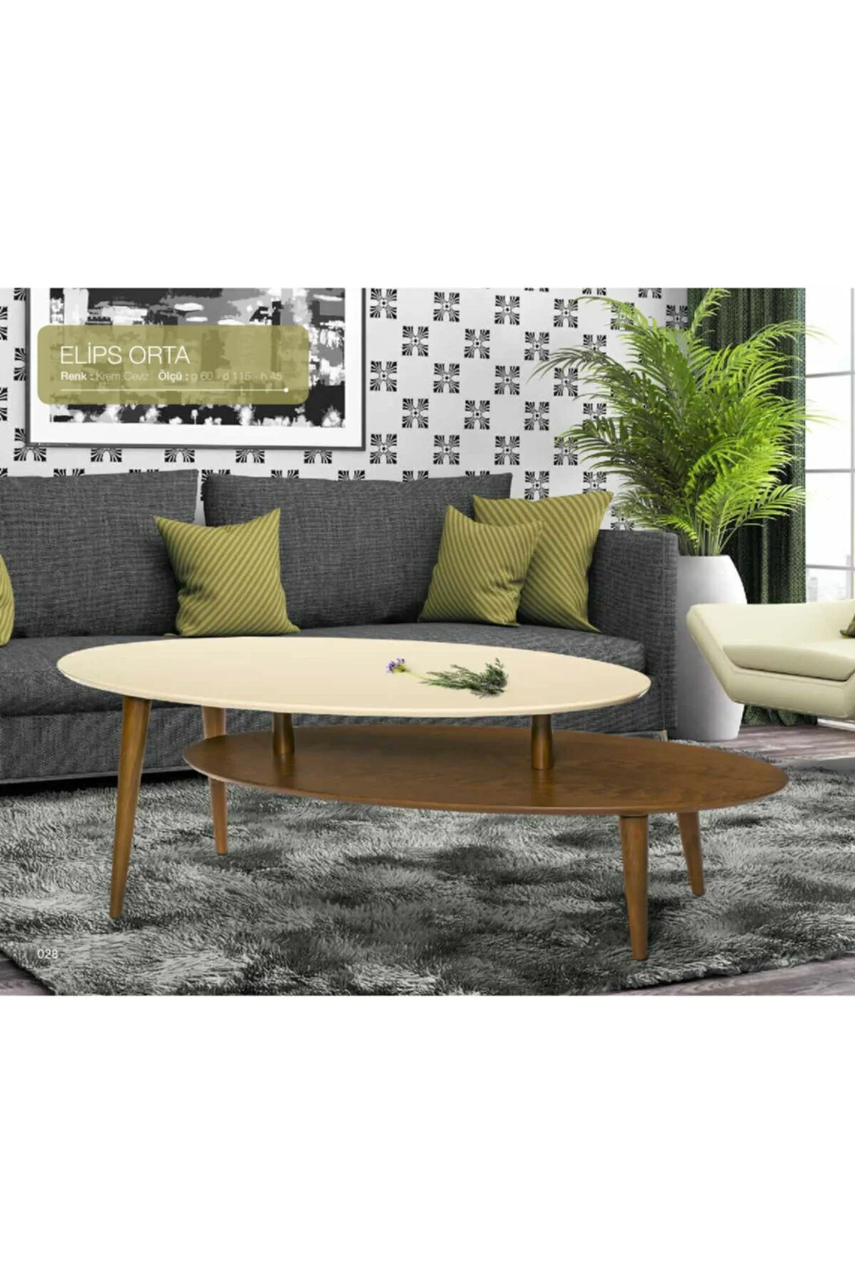 Orta sehpa 18528 OSM Elips MODEL Parlak Ceviz Krem Klasik Retro k Orta sehpa 18528 OSM Elips MODEL Parlak Ceviz Krem Klasik Retro k