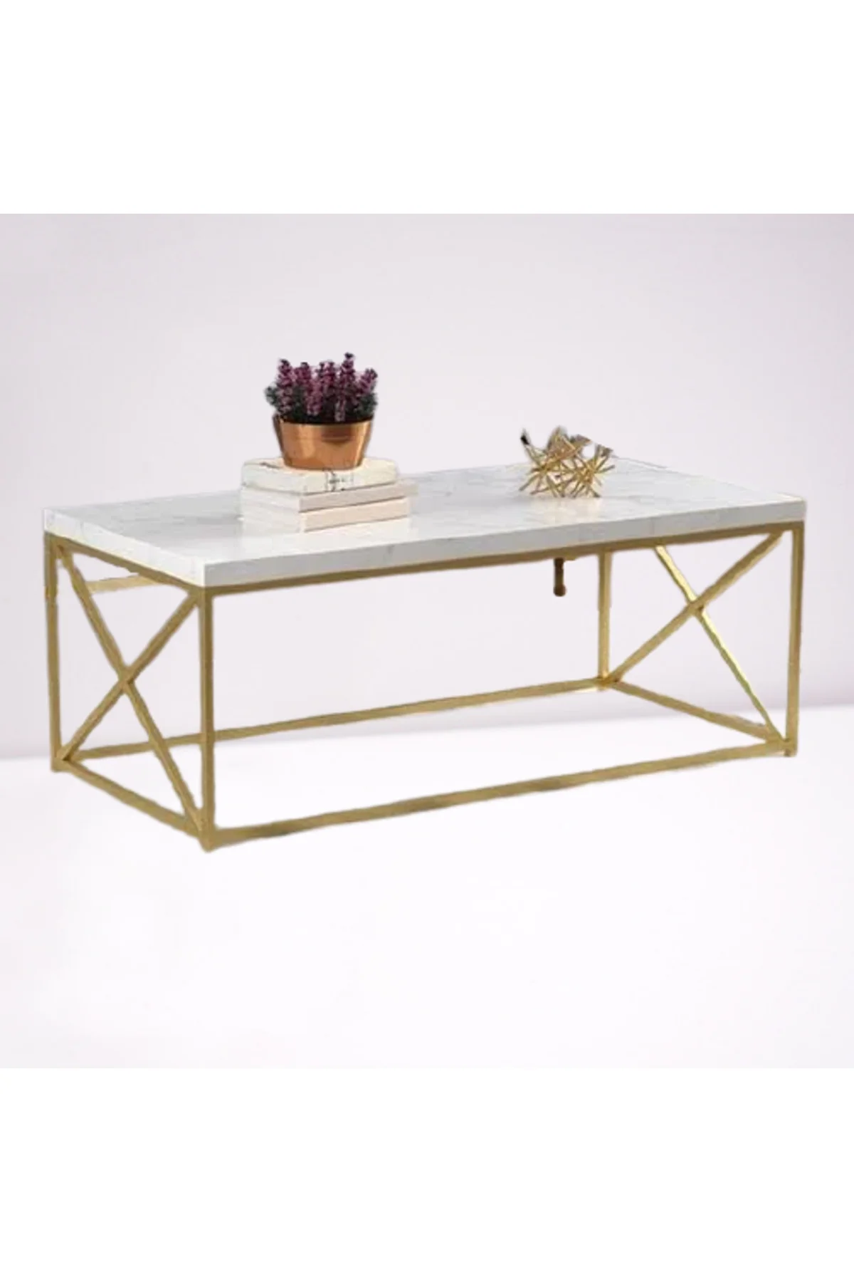 Orta Sehpa 19323 Ogem çapraz Model Metal Transmisyon çelik Gold Kaplama El Yapım - Görsel 3