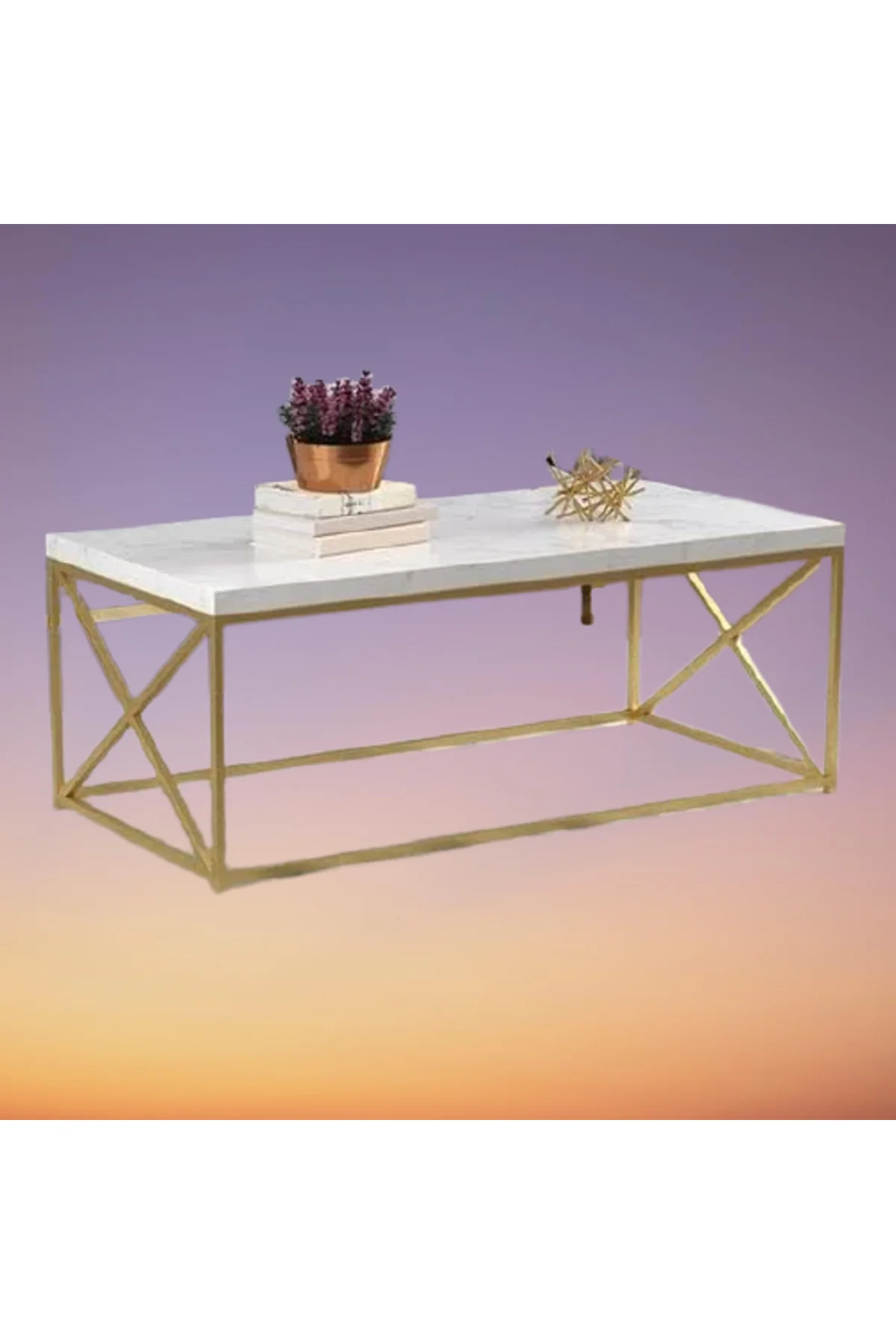 Orta Sehpa 19323 Ogem çapraz Model Metal Transmisyon çelik Gold Kaplama El Yapım - Görsel 4