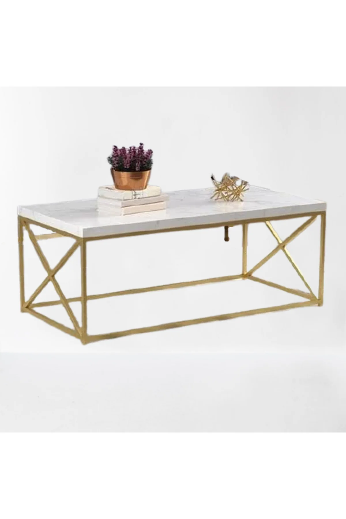 Orta Sehpa 19323 Ogem çapraz Model Metal Transmisyon çelik Gold Kaplama El Yapım - Görsel 5