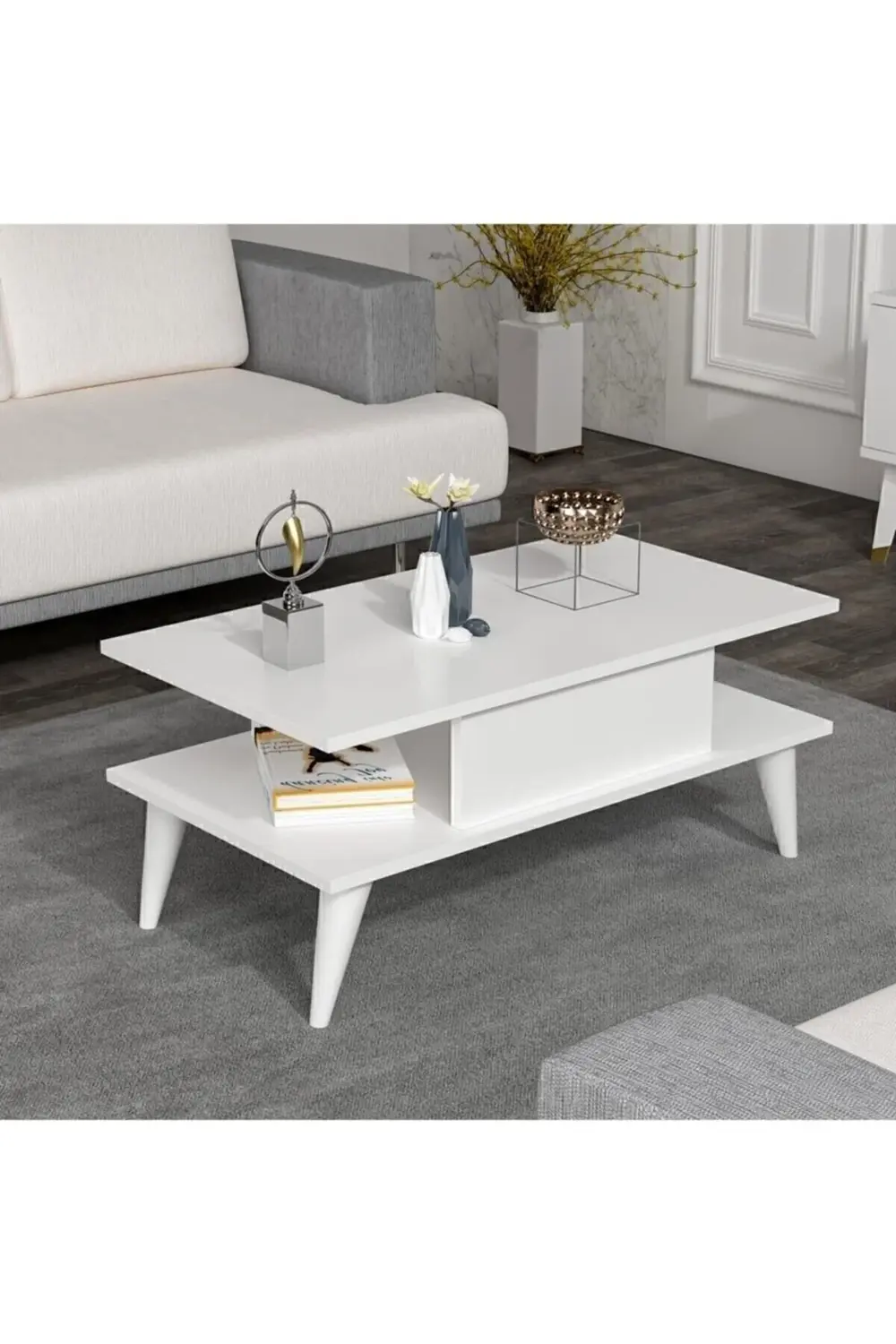 Ayça Orta Sehpa Beyaz-Beyaz