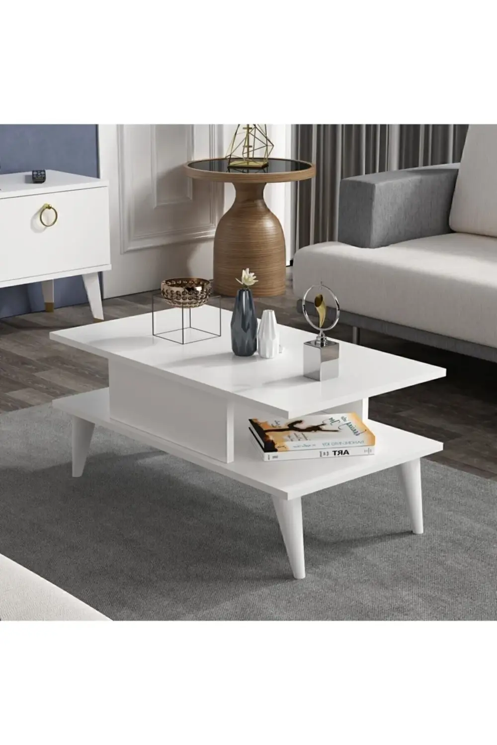 Ayça Orta Sehpa Beyaz-Beyaz