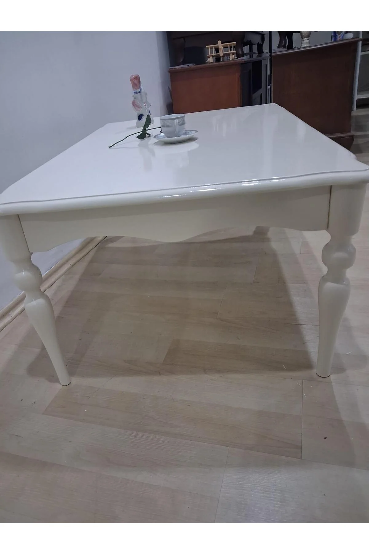 Orta Sehpa Demonte 90686 Model Kayın Aslan Retro Ayak Krem Renk El Yapım - Görsel 6