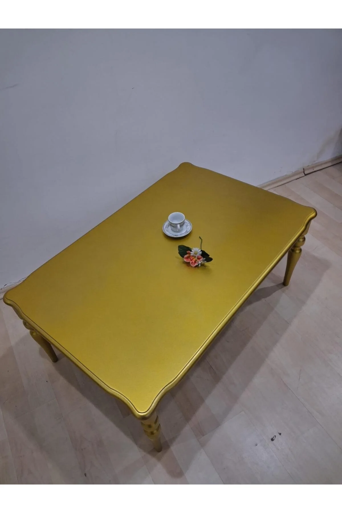 Orta Sehpa Demonte 90685 Model Kayın Aslan Retro Ayak Gold Renk El Yapım - Görsel 7