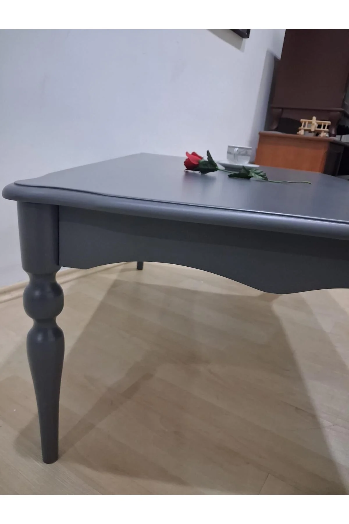 Orta Sehpa Demonte 90684 Model Kayın Aslan Retro Ayak Gri Renk El Yapım - Görsel 6