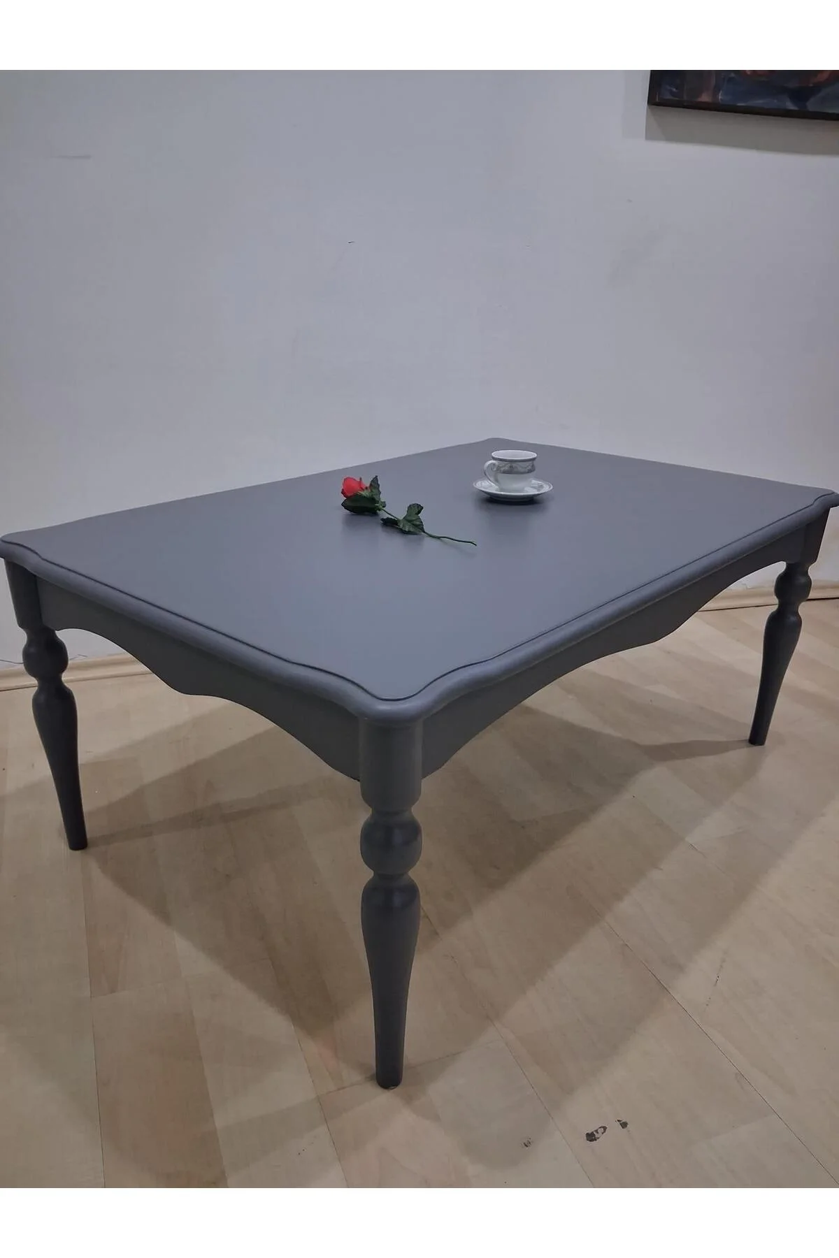 Orta Sehpa Demonte 90684 Model Kayın Aslan Retro Ayak Gri Renk El Yapım - Görsel 8