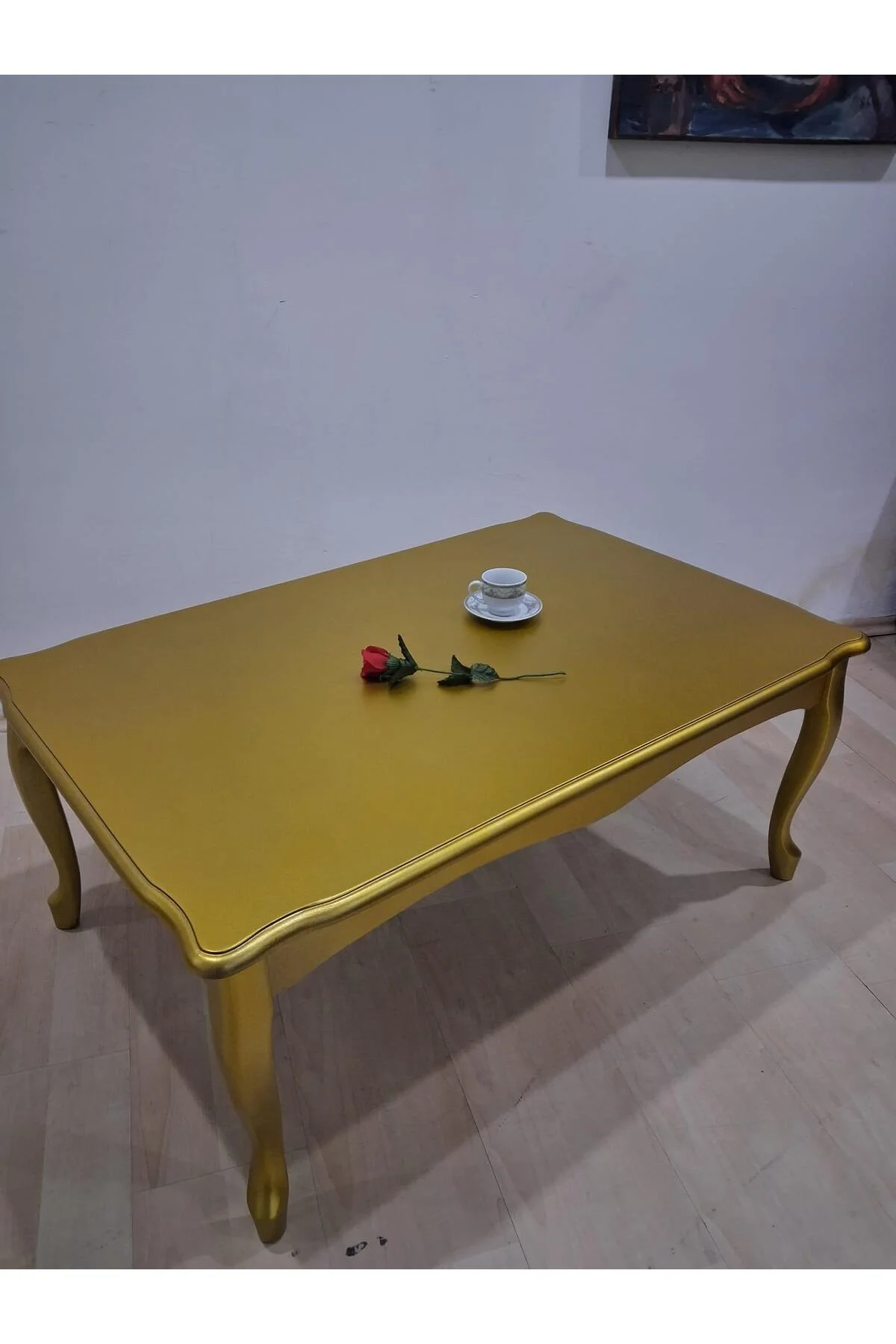 Orta Sehpa Demonte 90683 Model Kayın Aslan Lükens Ayak Gold Renk El Yapım - Görsel 8