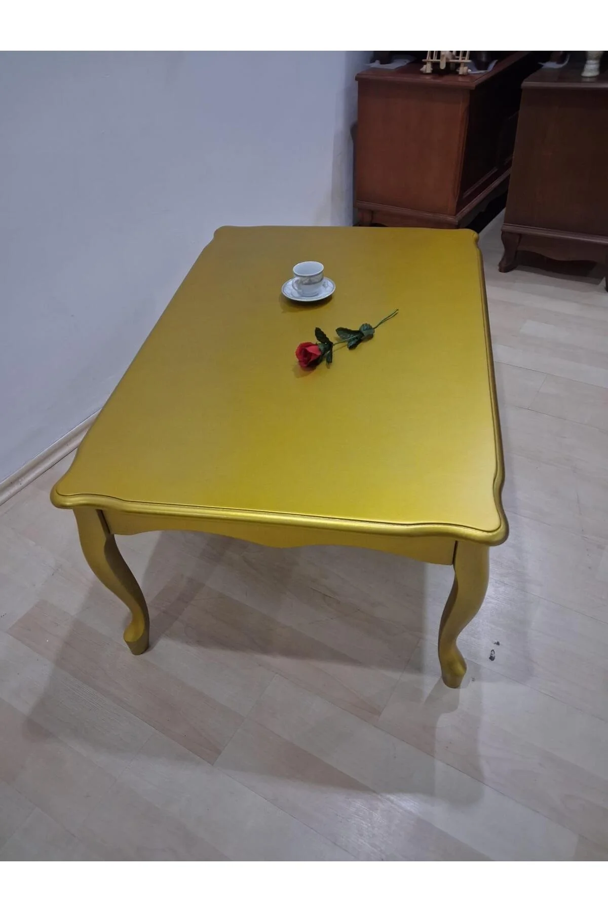 Orta Sehpa Demonte 90683 Model Kayın Aslan Lükens Ayak Gold Renk El Yapım - Görsel 3
