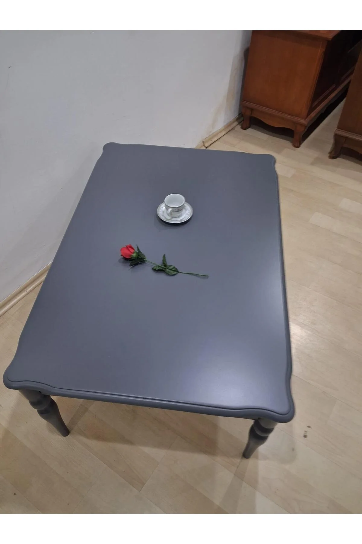 Orta Sehpa Demonte 90684 Model Kayın Aslan Retro Ayak Gri Renk El Yapım - Görsel 5