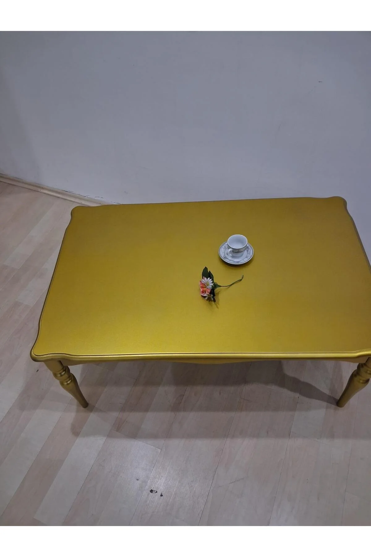 Orta Sehpa Demonte 90685 Model Kayın Aslan Retro Ayak Gold Renk El Yapım - Görsel 5
