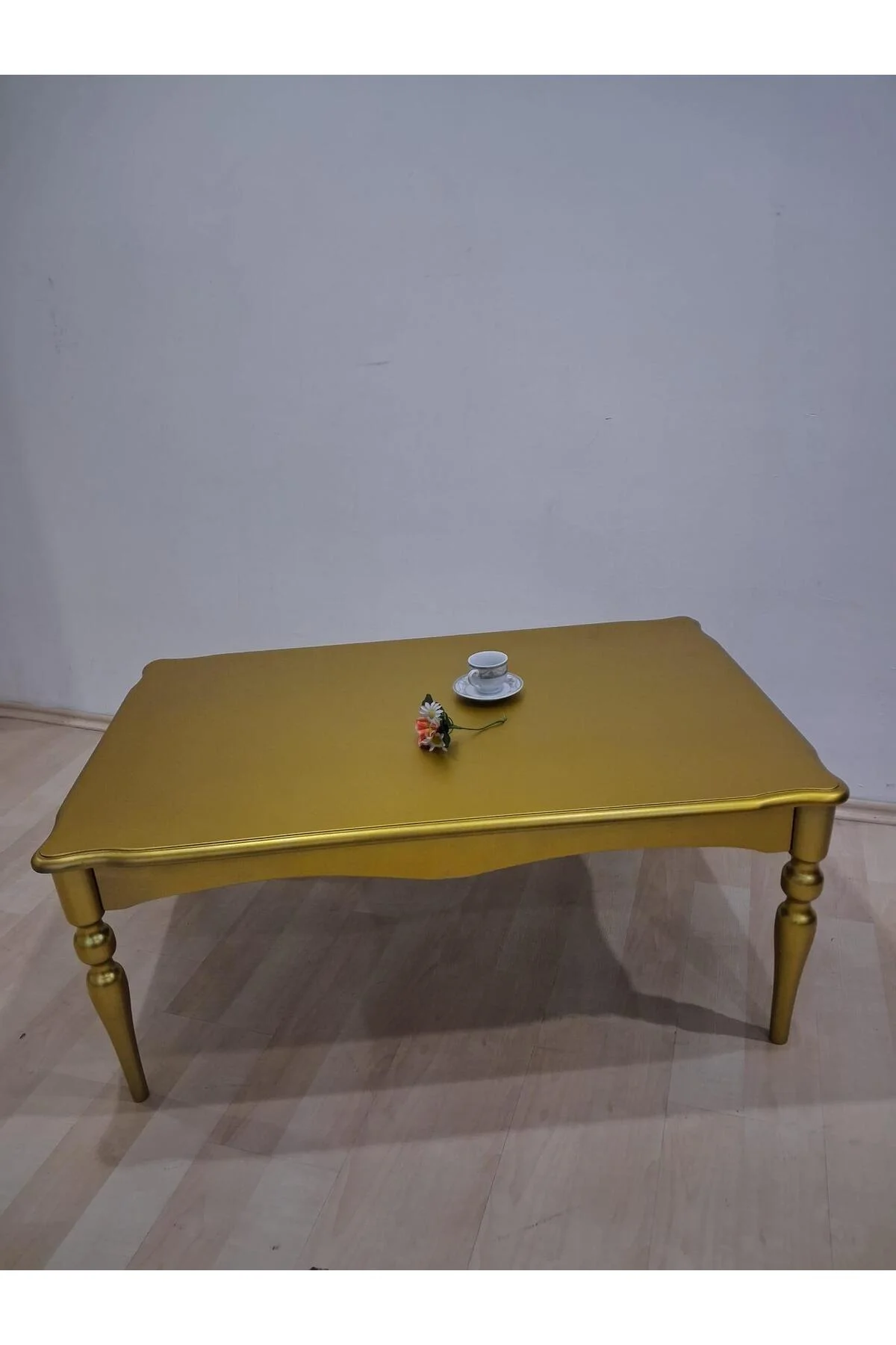 Orta Sehpa Demonte 90685 Model Kayın Aslan Retro Ayak Gold Renk El Yapım - Görsel 4