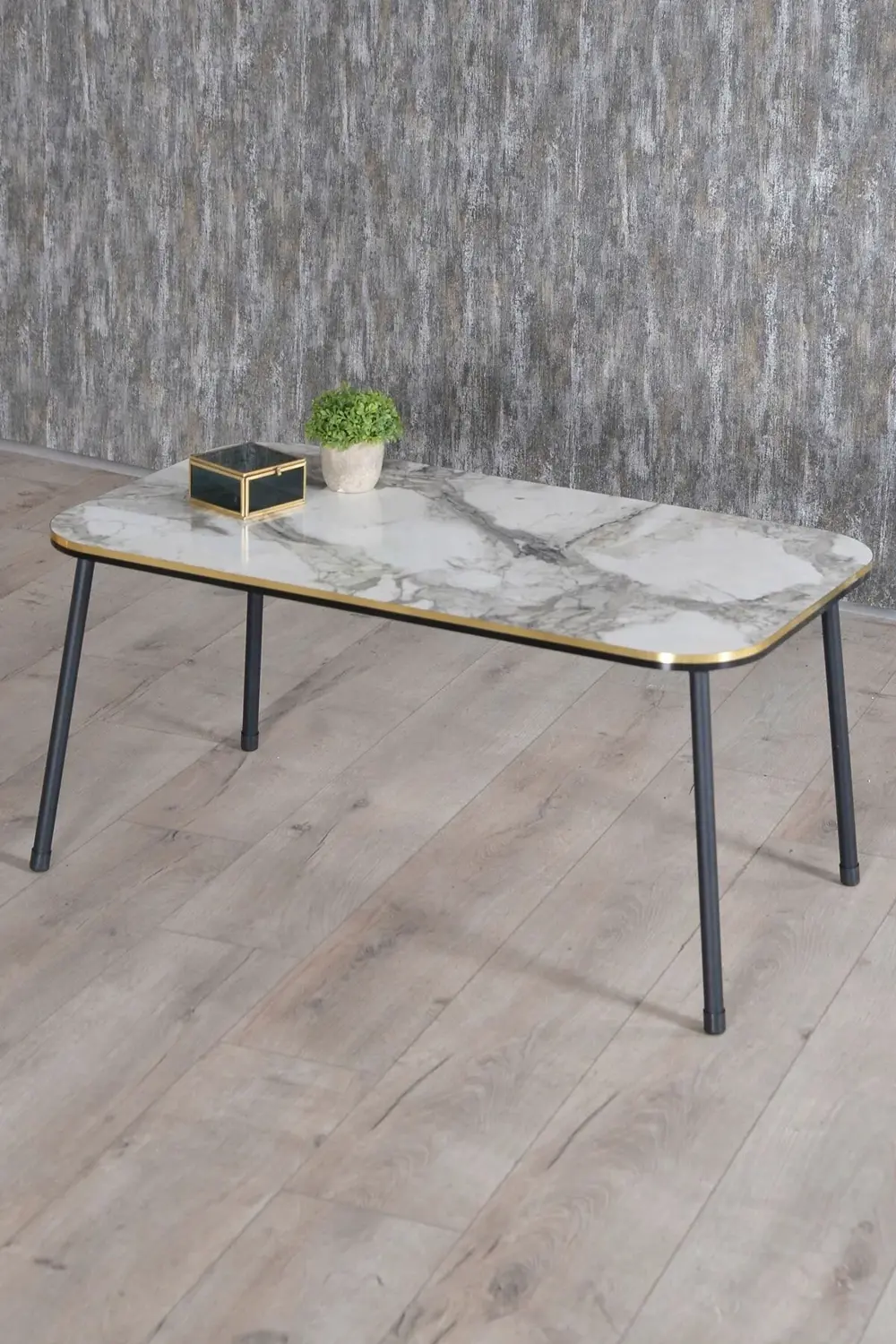 Orta Sehpa Kr Siyah Tel Ayak Çift Altın Bendir