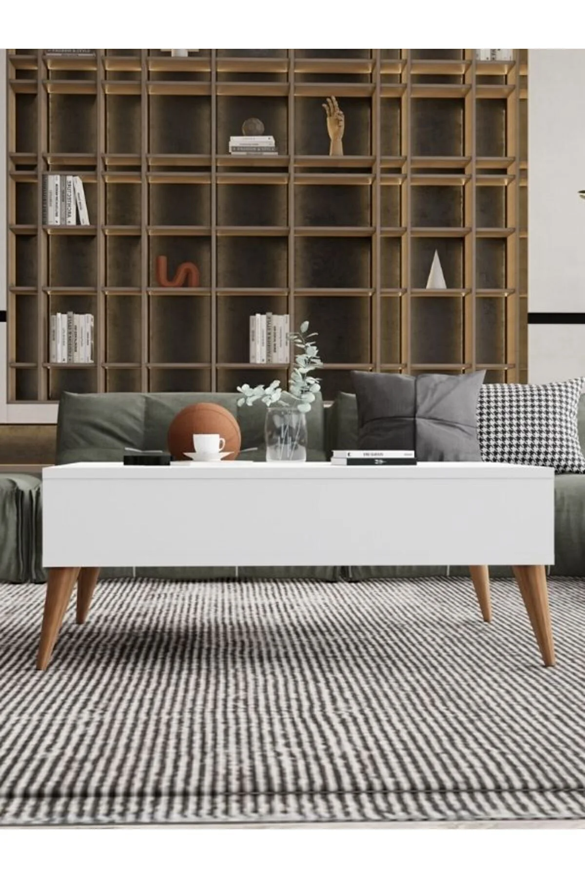 Orta Sehpa Masa Salon Sehpası Lüx Model 90x50x33 Beyaz