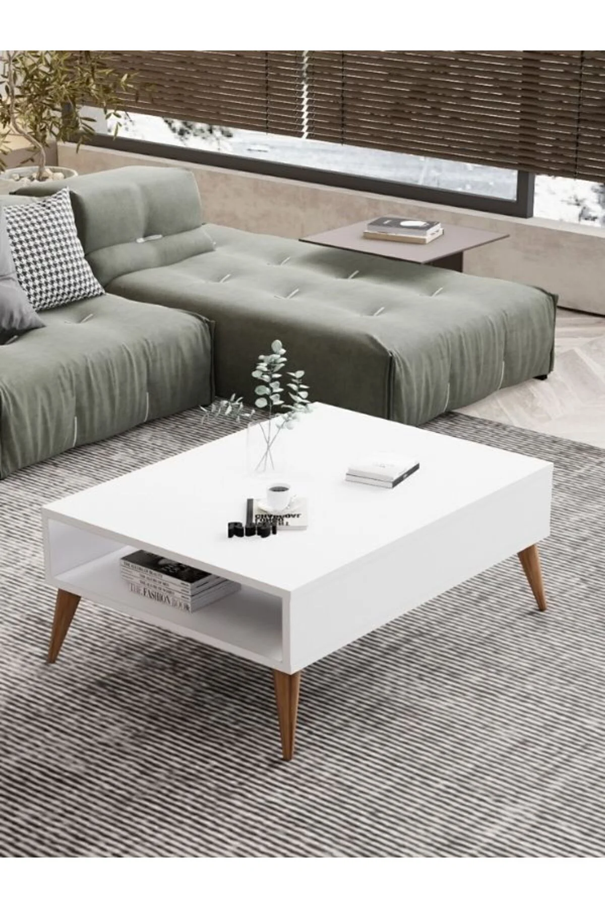 Orta Sehpa Masa Salon Sehpası Lüx Model 90x50x33 Beyaz