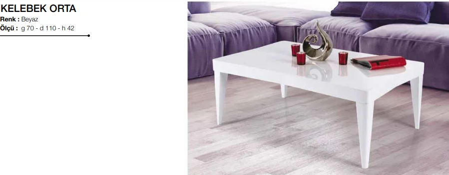 Orta sehpa Osm 11806 KELEBEK Klasik MODEL Parlak Beyaz Kayın RETR