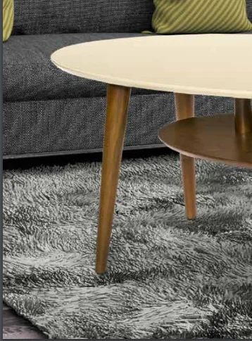 Orta sehpa OSM 11826 ELİPS Model İki Kat Parlak Krem Ceviz Kayın 