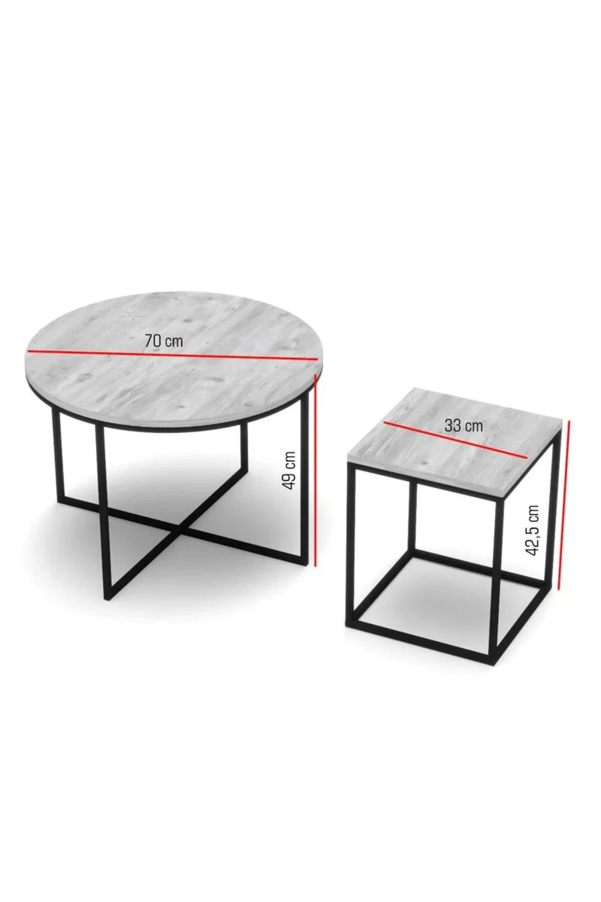 Orta Sehpa Ve Zigon Sehpa Oval Lüx 5'Li Set Atlantik Çam