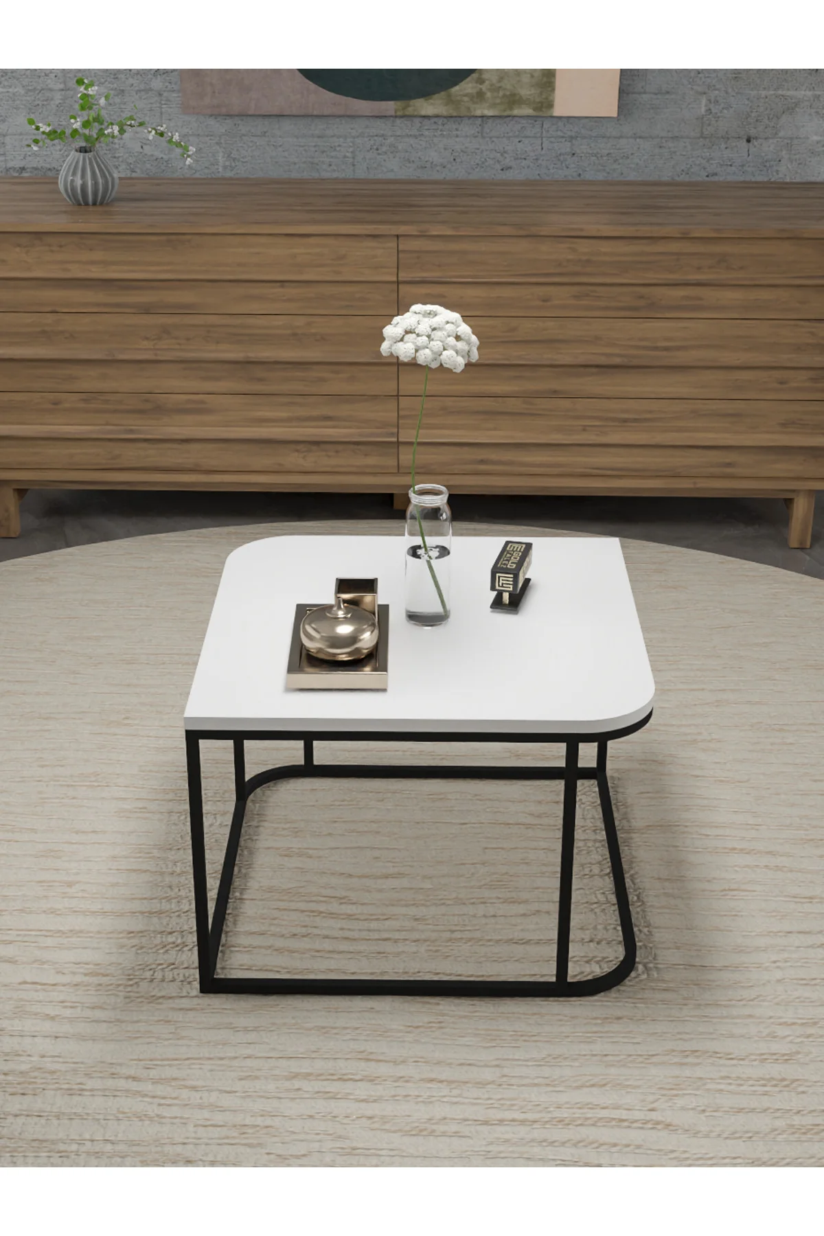 Orta Sehpa Ve Zigon Sehpa V Lüx 5'Li Set Beyaz