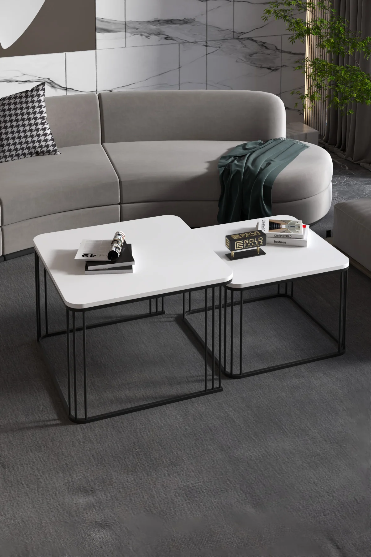 Orta Sehpa Ve Zigon Sehpa Damla Beyaz