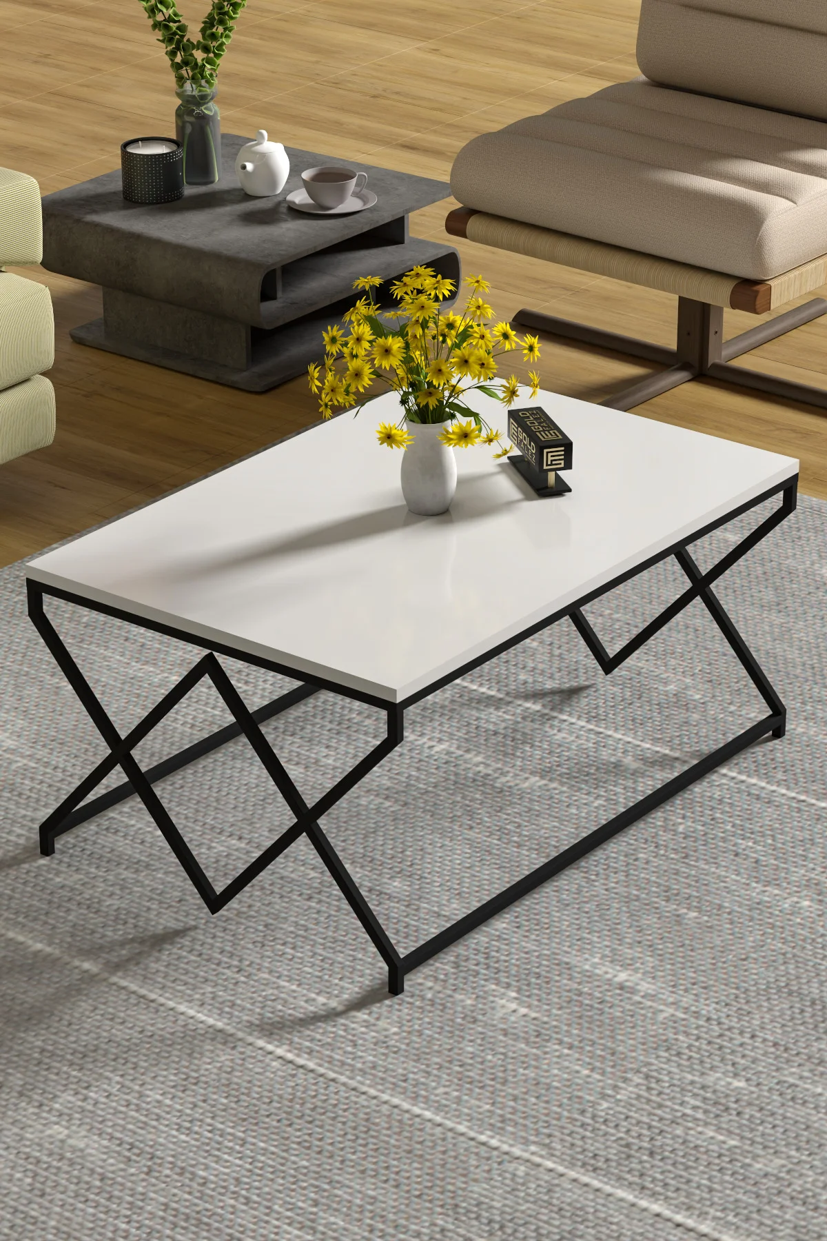 Orta Sehpa Ve Zigon Yan Sehpa Flora Set Efes