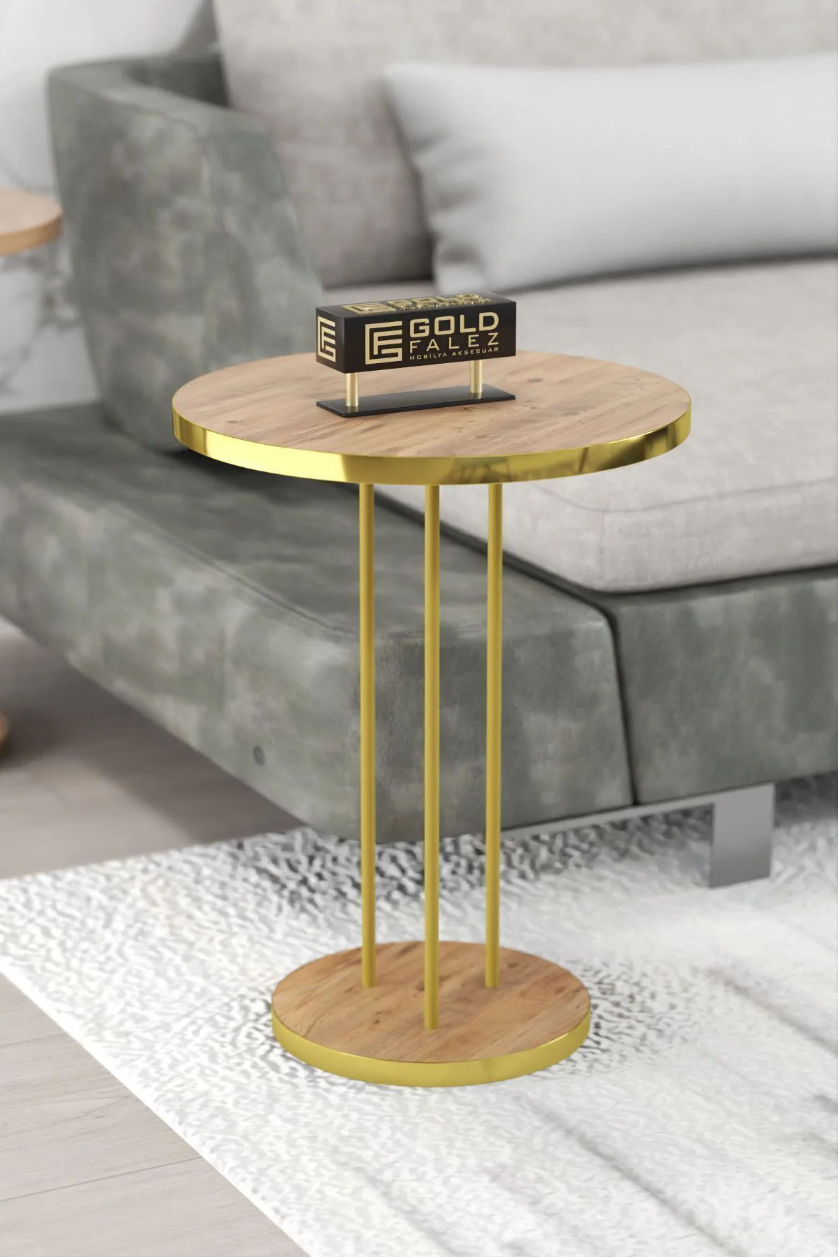 ORTA SEHPA VE ZİGON SEHPA TERRA SET GOLD CEVİZ