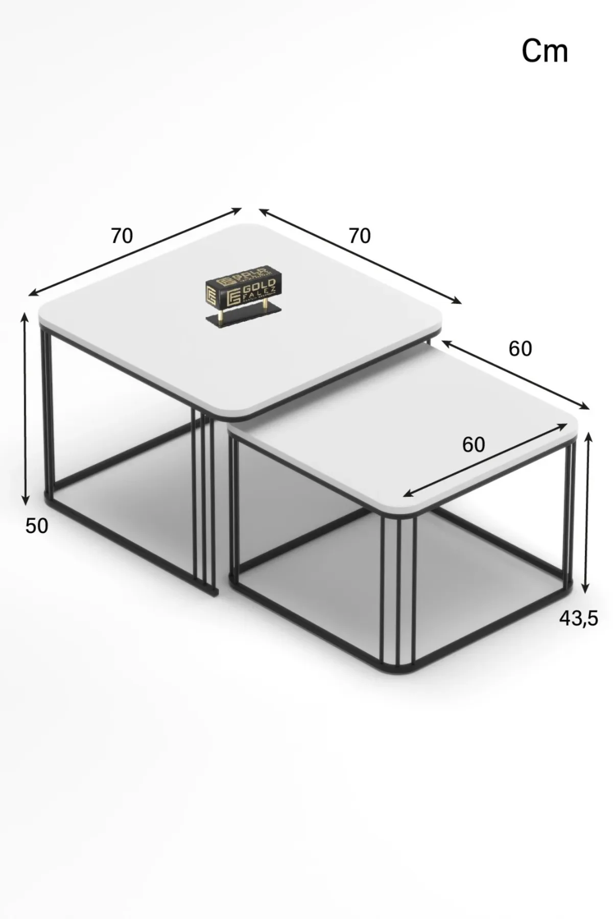 Orta Sehpa Ve Zigon Sehpa Damla Gold Beyaz