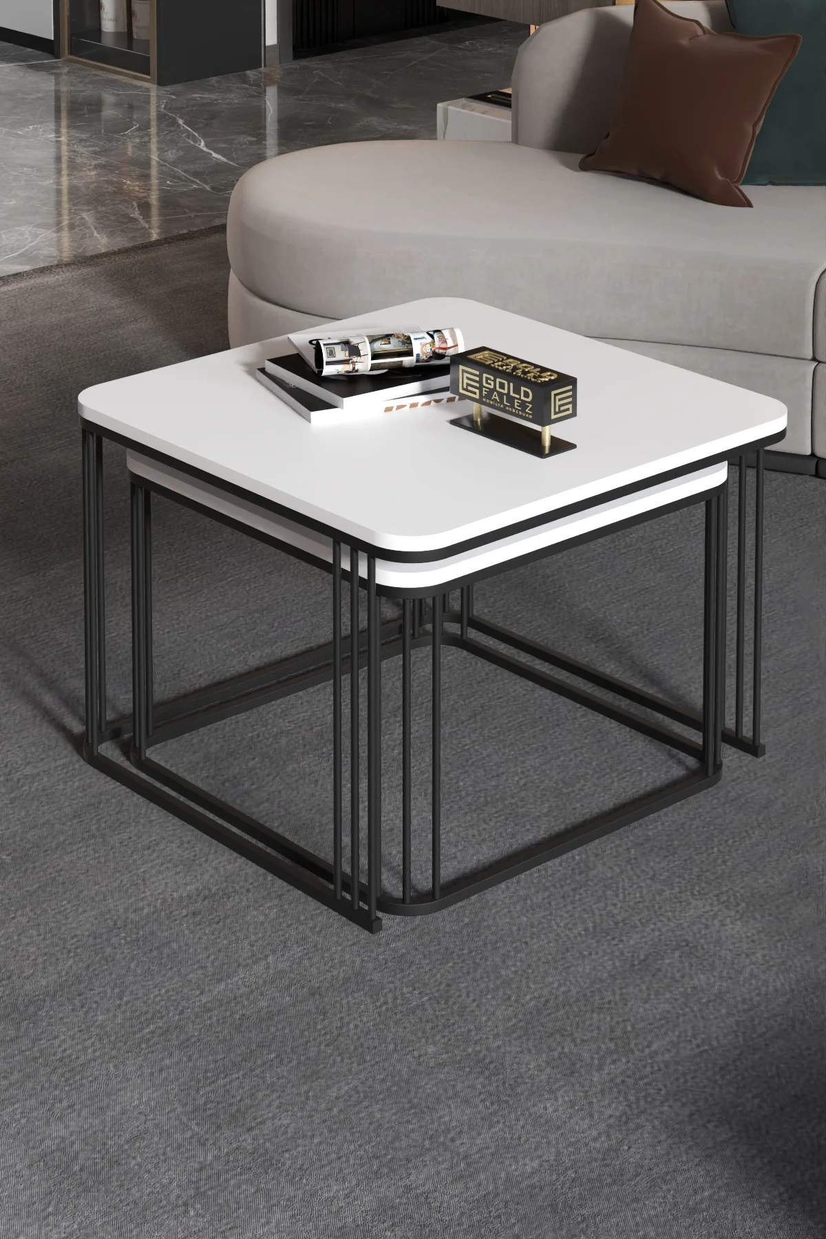 Orta Sehpa Ve Zigon Sehpa Damla Beyaz