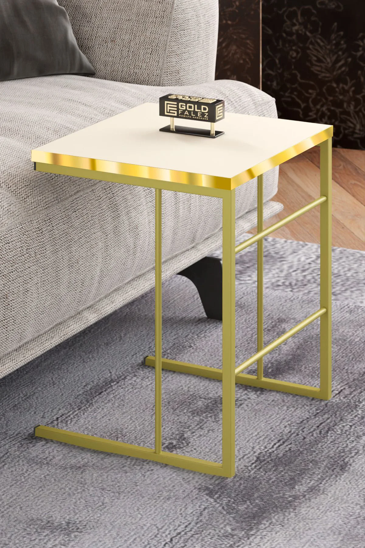 ORTA SEHPA VE ZİGON SEHPA SOLO SET GOLD KREM