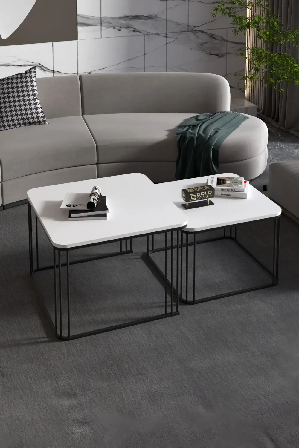 Orta Sehpa Ve Zigon Sehpa Damla Beyaz